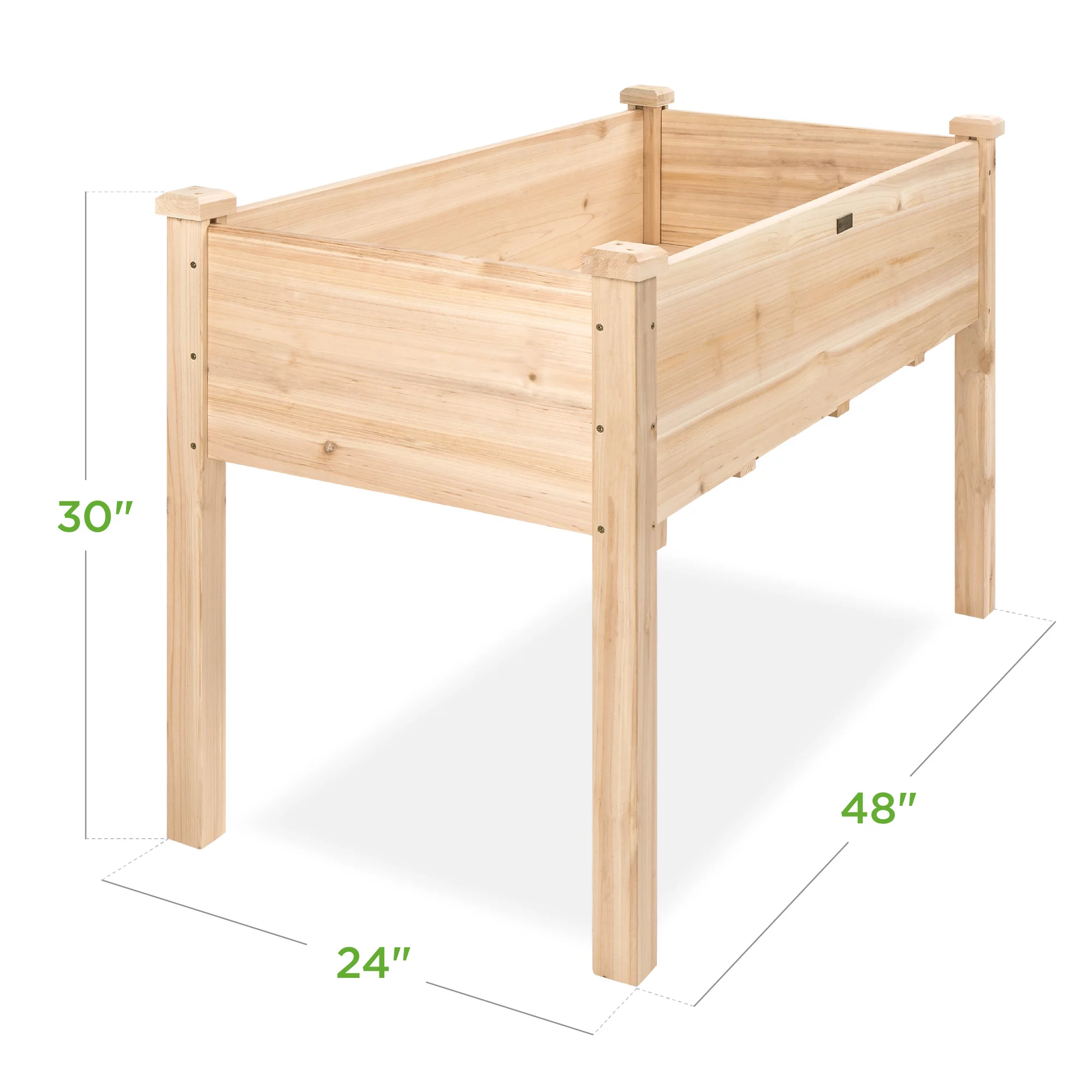 Best Choice Product 48x24x30in Raised Garden Bed, Elevated Wooden Planter for Yard w/ Foot Caps, Liner - Natural