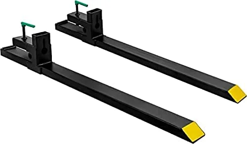 60''4000LBS Clamp On Pallet Forks, Bucket Pallet Fork for Tractor Loader Skid Steer,60''Without Stabilizer Bar 4000LBS