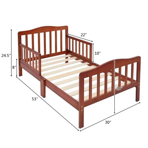 Wulawindy Crib Toddler Cot Brown, Children'S Sofa Bed Guardrail With Reinforced Anchoring Safety 30.X53x24.5 Inch