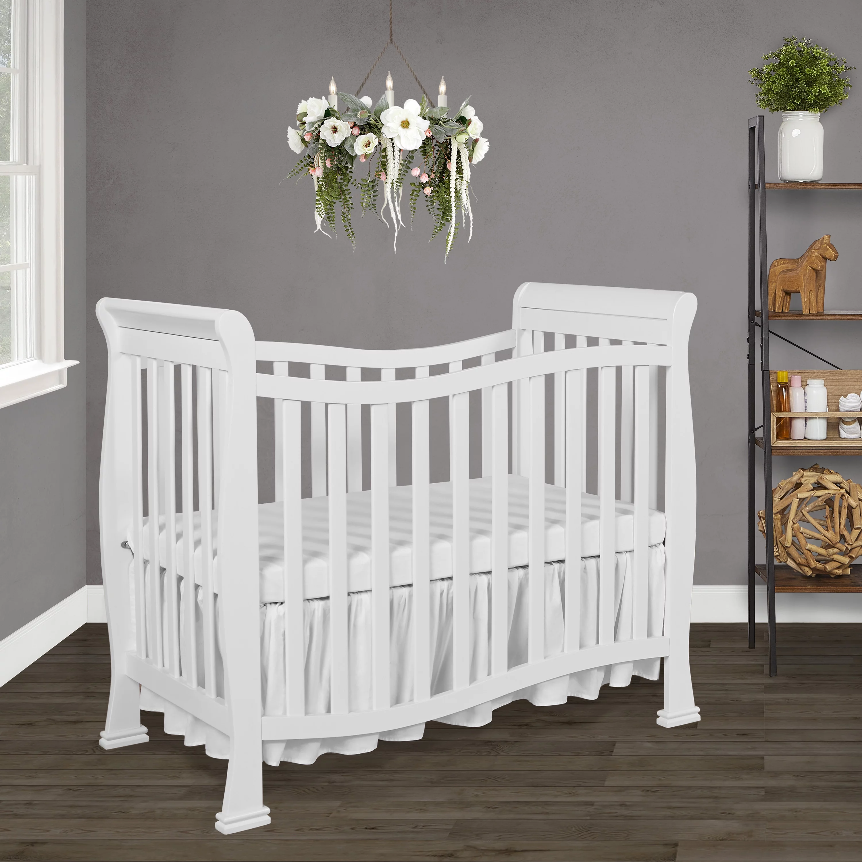 Dream On Me Piper 4-in-1 Convertible Mini Crib, White