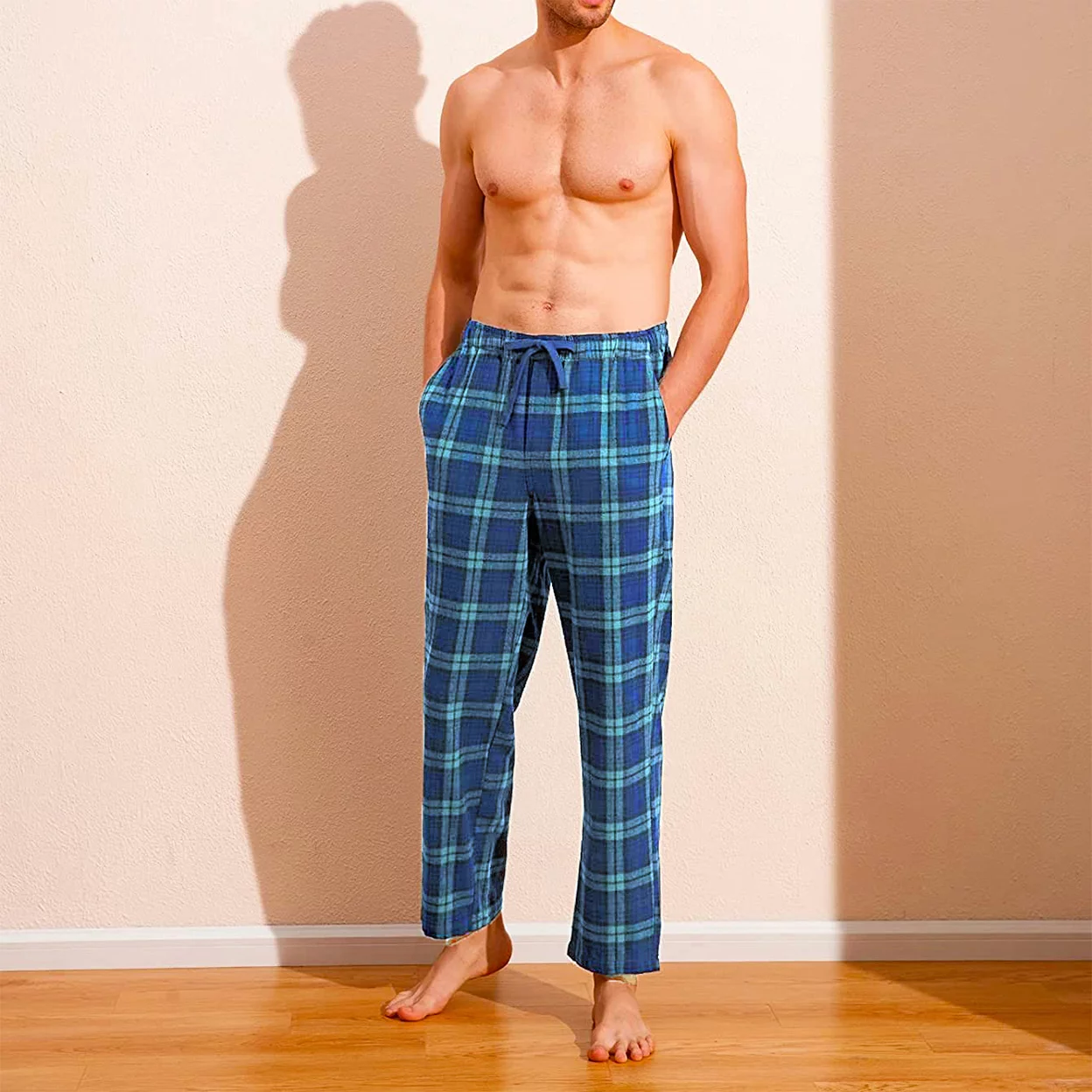 2-Pack: Mens Soft 100% Cotton Flannel Plaid Lounge Pajama Sleep Pants