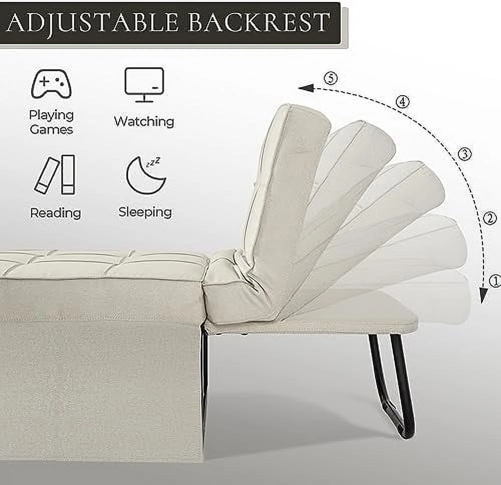 NLIBOOMLife Convertible Sofa Bed  4 in 1 Multi- Folding Ottoman Bed with Adjustable Backrest  Modern Pull Out Sleeper Chair for Living Room Apartment Office (Dark Blue  Medium-28 Width)