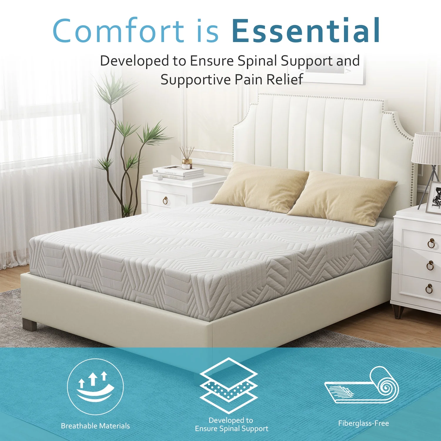 Twin Mattress, 8 inch Memory Foam Mattress in a Box, Made in USA