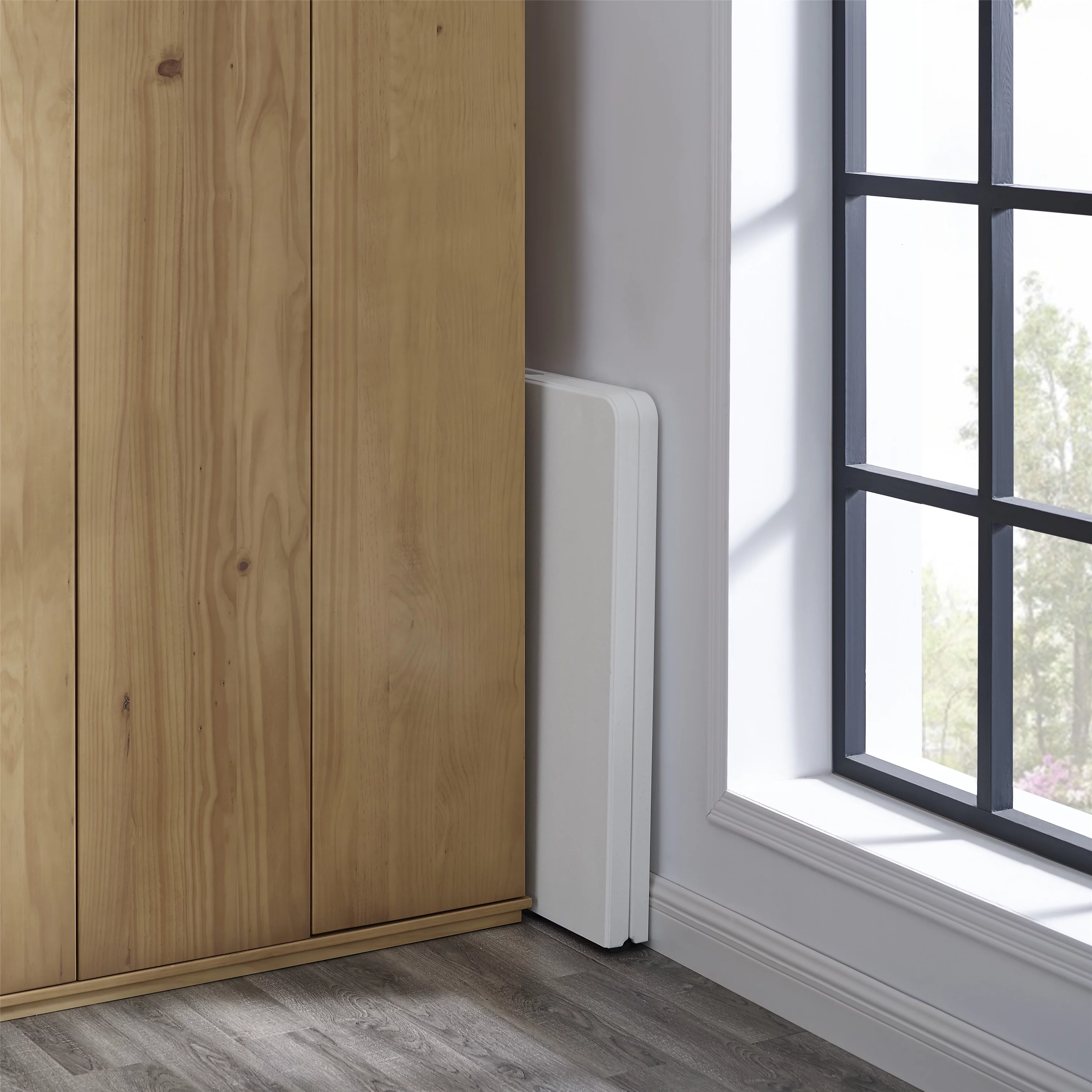 Mainstays 6 Foot Fold-in-Half Plastic Table, Indoor Outdoor, White Granite