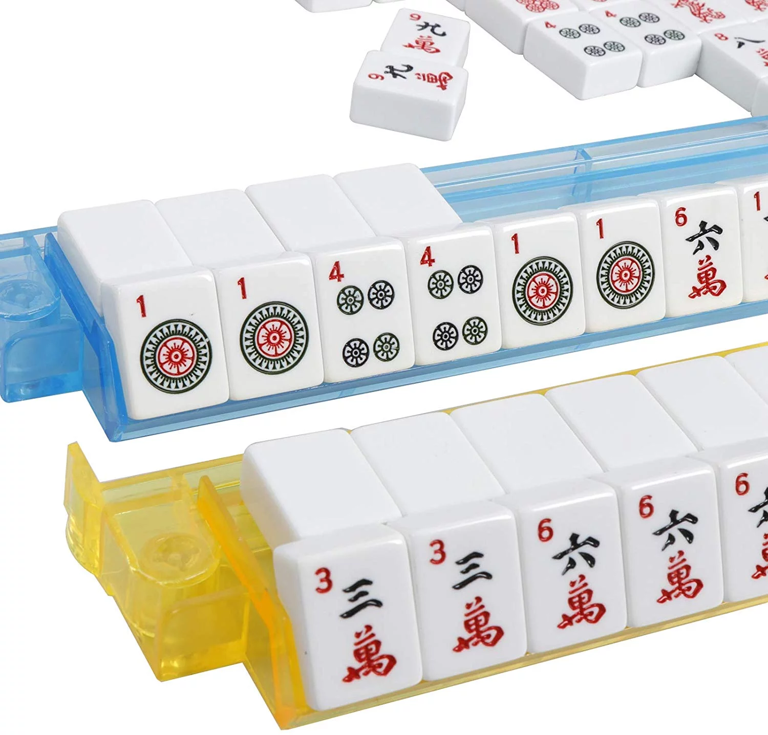 ZENSTYLE American Mah Jongg Mahjong 166 Tile Set with 4 All-in-One Rack/Pushers,Soft Bag