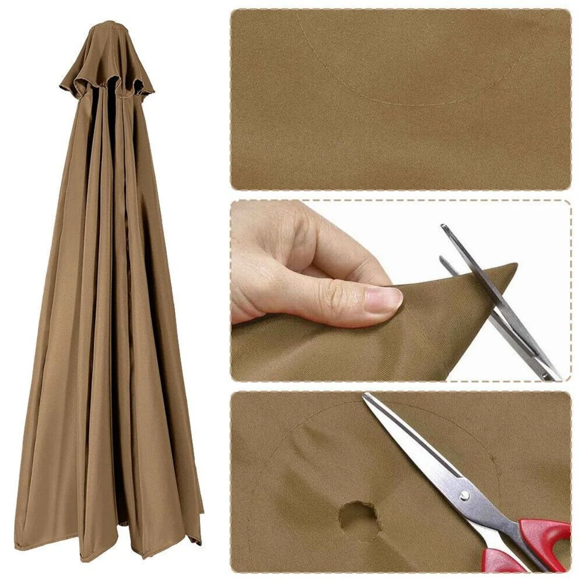 WSYW 10 FT Umbrella Canopy Replacement 8 Ribs Outdoor Patio Table Market Yard Top Cover (Canopy Only) Black