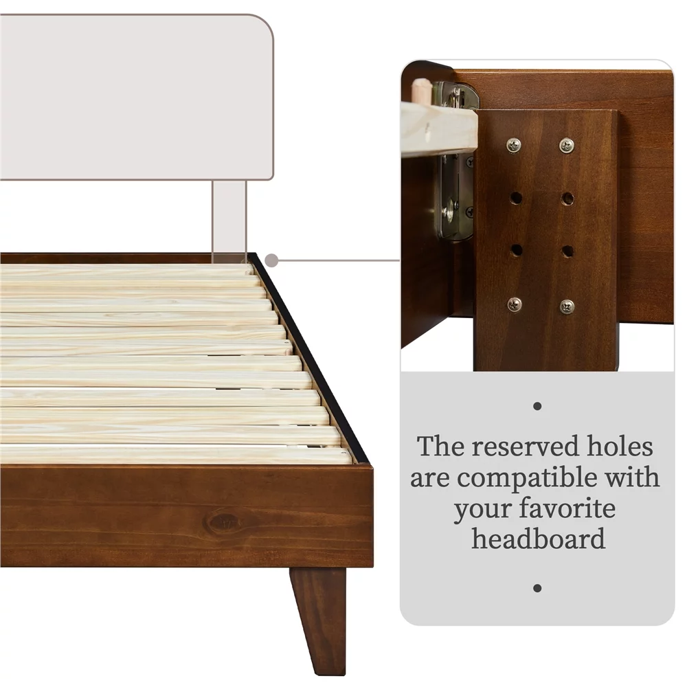 Yaheetech Platform Bed Frame with Wooden Slats,No Box Spring Needed,Full,Smoked Walnut