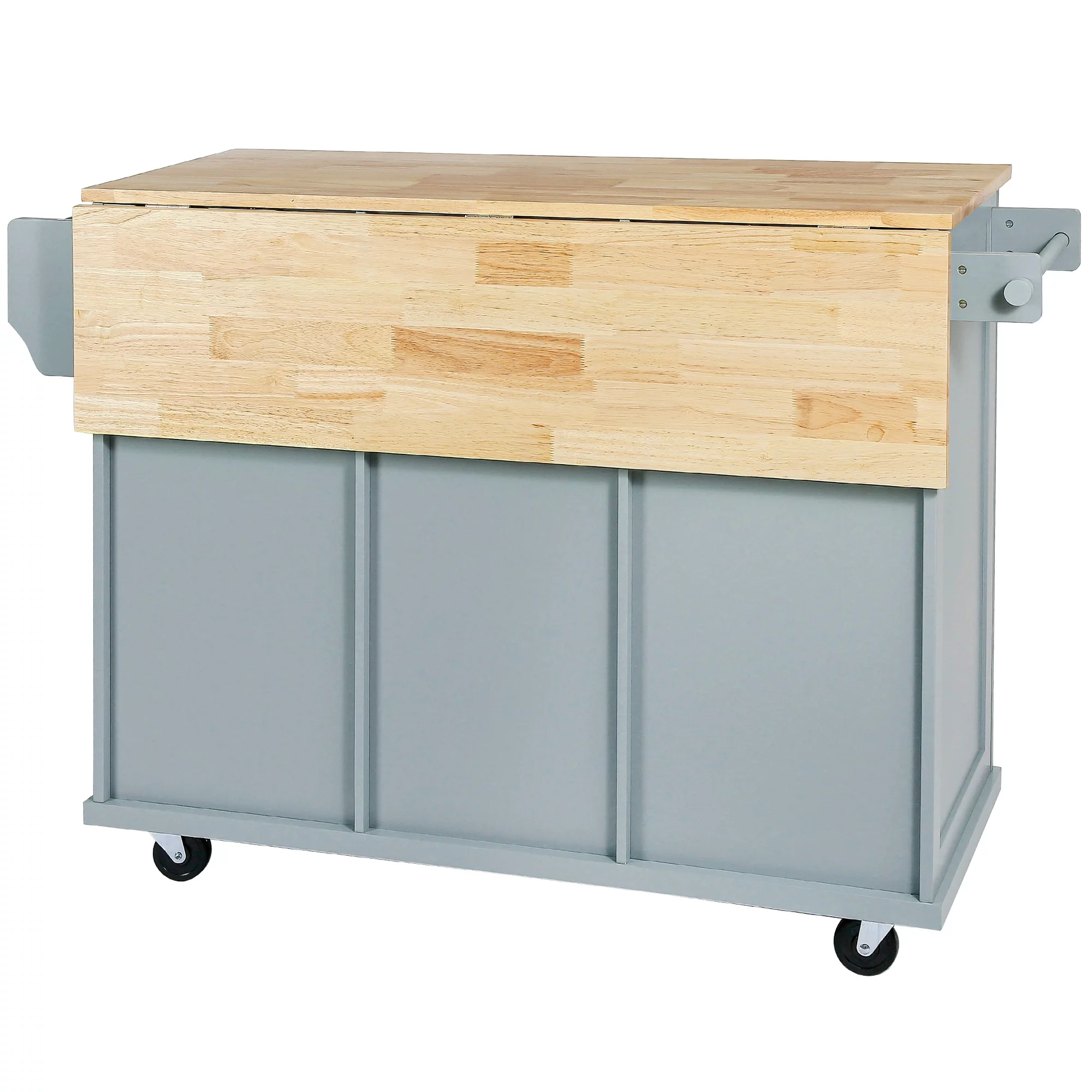 Churanty Kitchen Island with Drop Leaf and Wheels Rolling Kitchen Cart with Storage and Cabinet and 3 Drawers for Dining Room,Blue