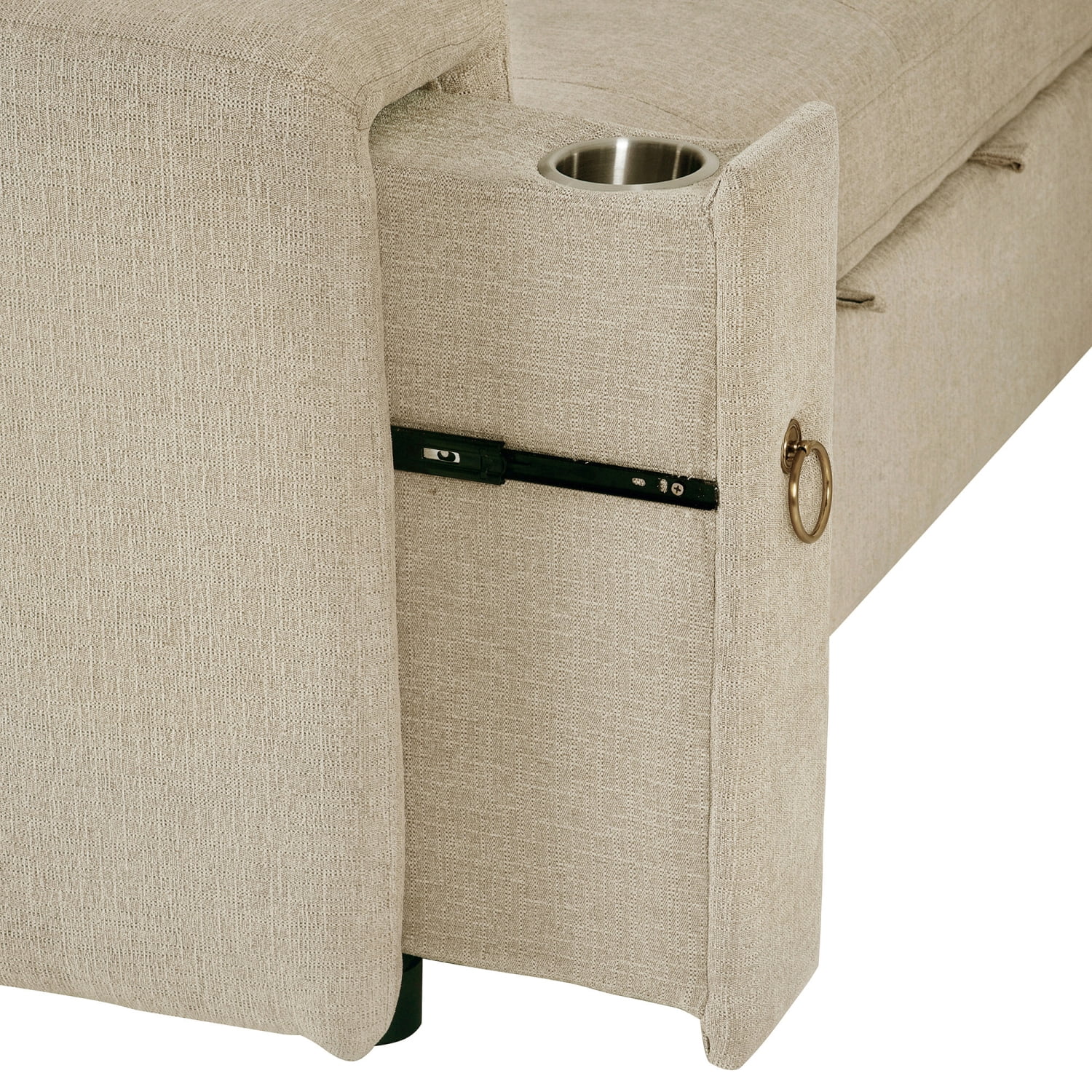 Churanty Pull Out Couch Bed with Storage and Cup Holder Sectional Sleeper Sofa with Wireless Charging L Shaped Couch with Adjustable Headrest Convertible Sofa Bed for Living Room,Beige