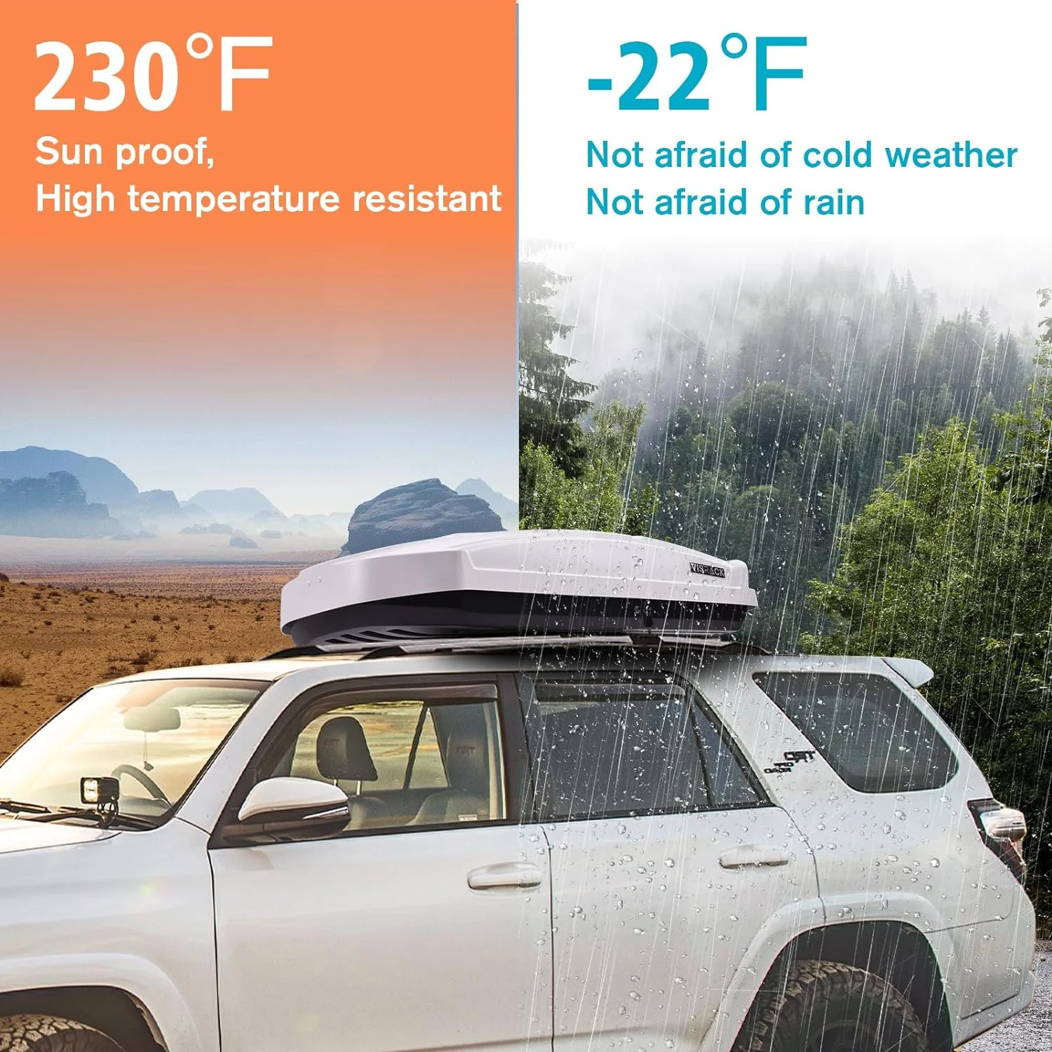 Hard Shell Roof Cargo Box Carrier with Security Keys,Heavy Duty Waterproof Rooftop Storage Box with Car Trunk Organize,58.3 (L) x35.4 (W) x13(H) Inches,15.5 Cubic Feet,Dual Side Opening,White