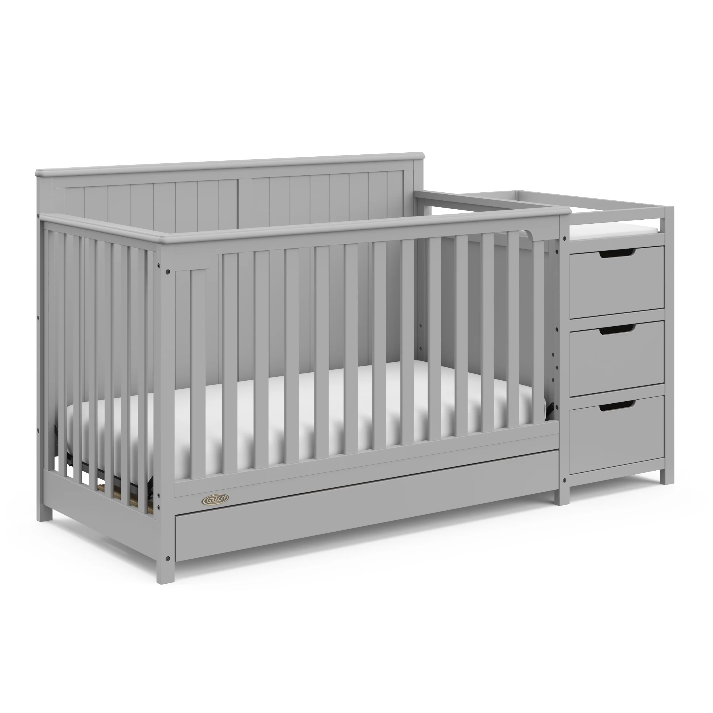 Graco Hadley 5-in-1 Convertible Crib and Changer with Drawer, Pebble Gray