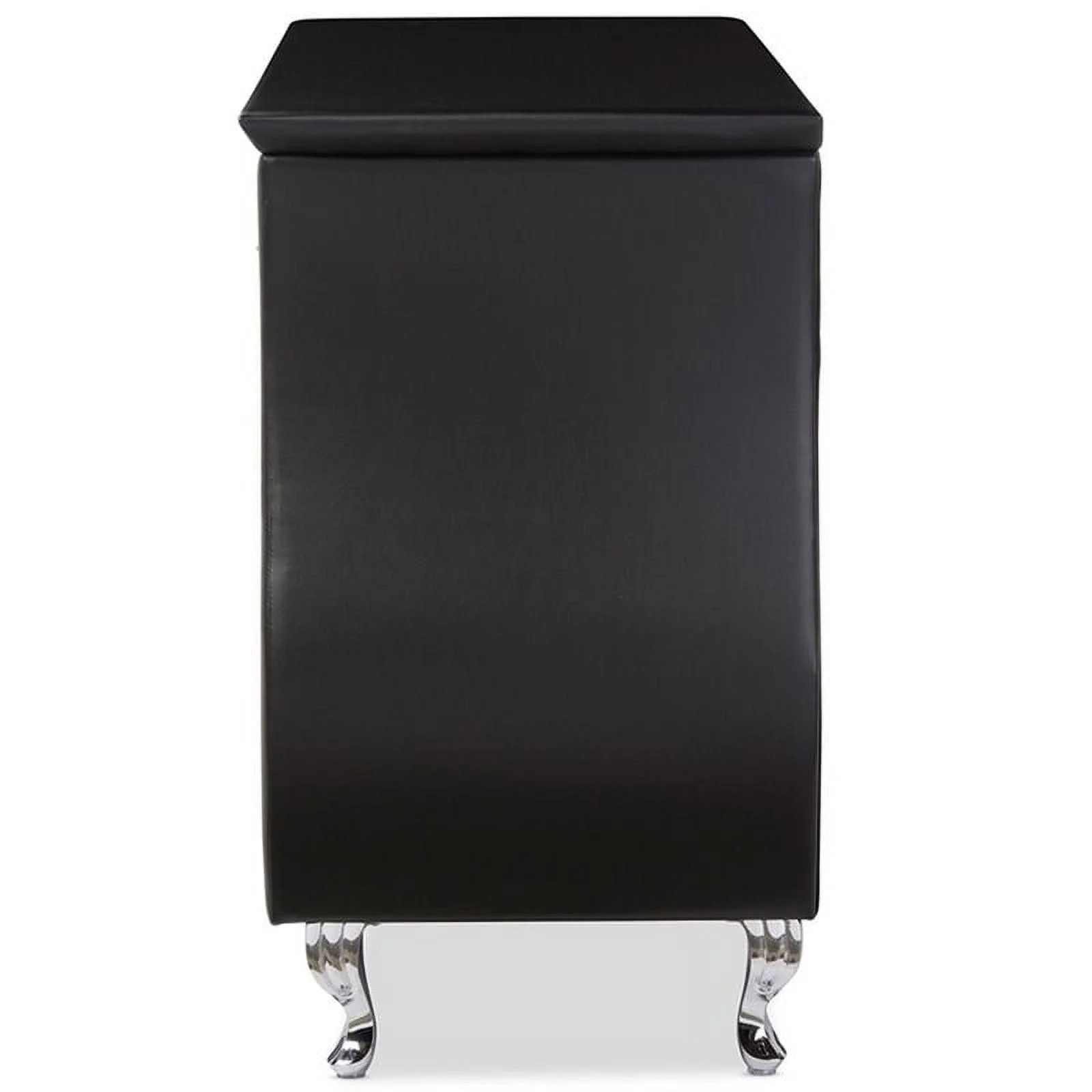 Bowery Hill 6 Drawer Faux Leather Double Dresser in Black