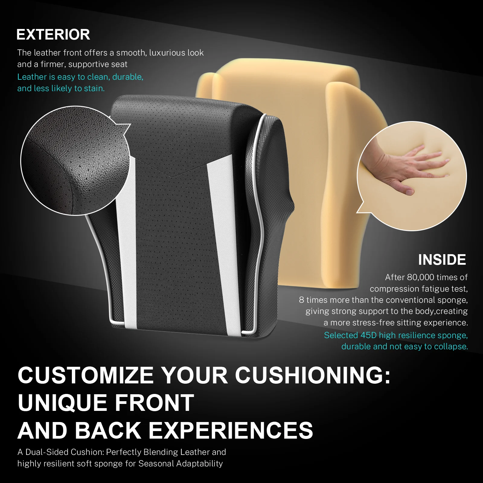 Soontrans Gaming Office Chair with Footrest, Ergonomic Leather Massage Game Chair with Lumbar Support & Headrest, White