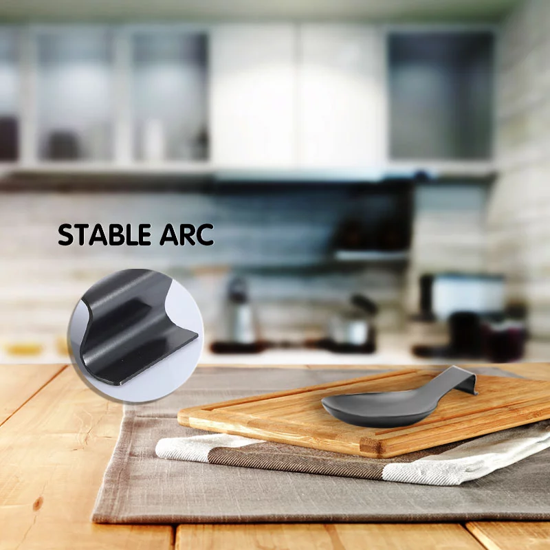 Stainless Steel Black Spoon Rest for Kitchen Counter Cooking Utensil Rest Spoon Ladle Holder for Stove Top Rust Resistant Large Size Spatula Rest Dishwasher Safe 9.61 x 3.74 Inch(2PCS)