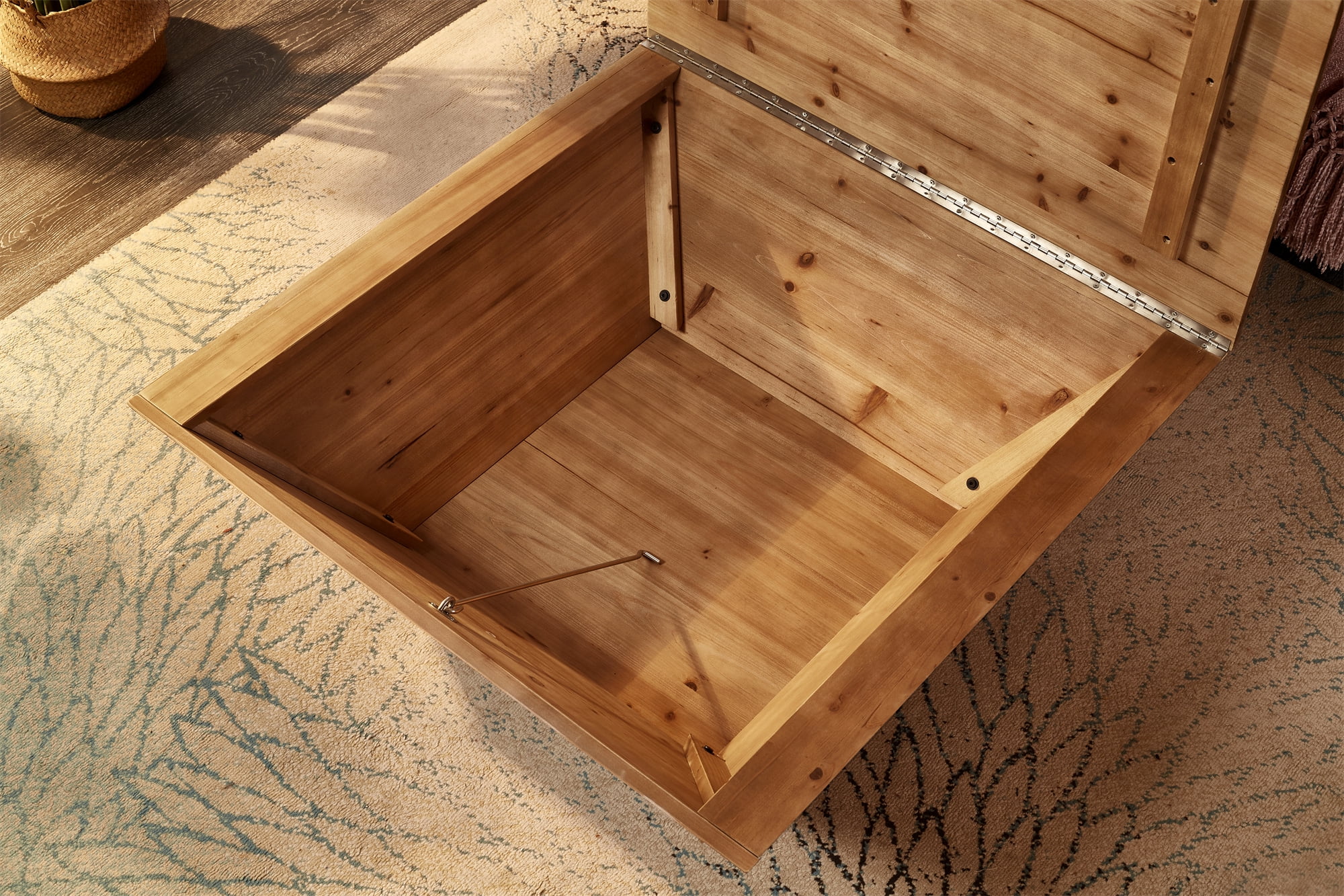 Gexpusm Farmhouse Coffee Table with Storage, Retro Square Wood Center Table for Living Room