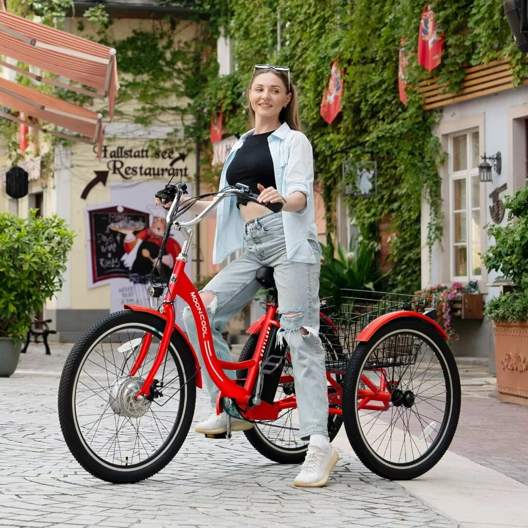 Docred 24 Inch Adult Electric Tricycles 3 Wheel Electric Bike, 15.5 mph 350W Electric Trikes for Seniors,7-Speed & 4 Adjustable Riding Modes Electric Tricycle with 36V Removable Lithium Battery,24Inch