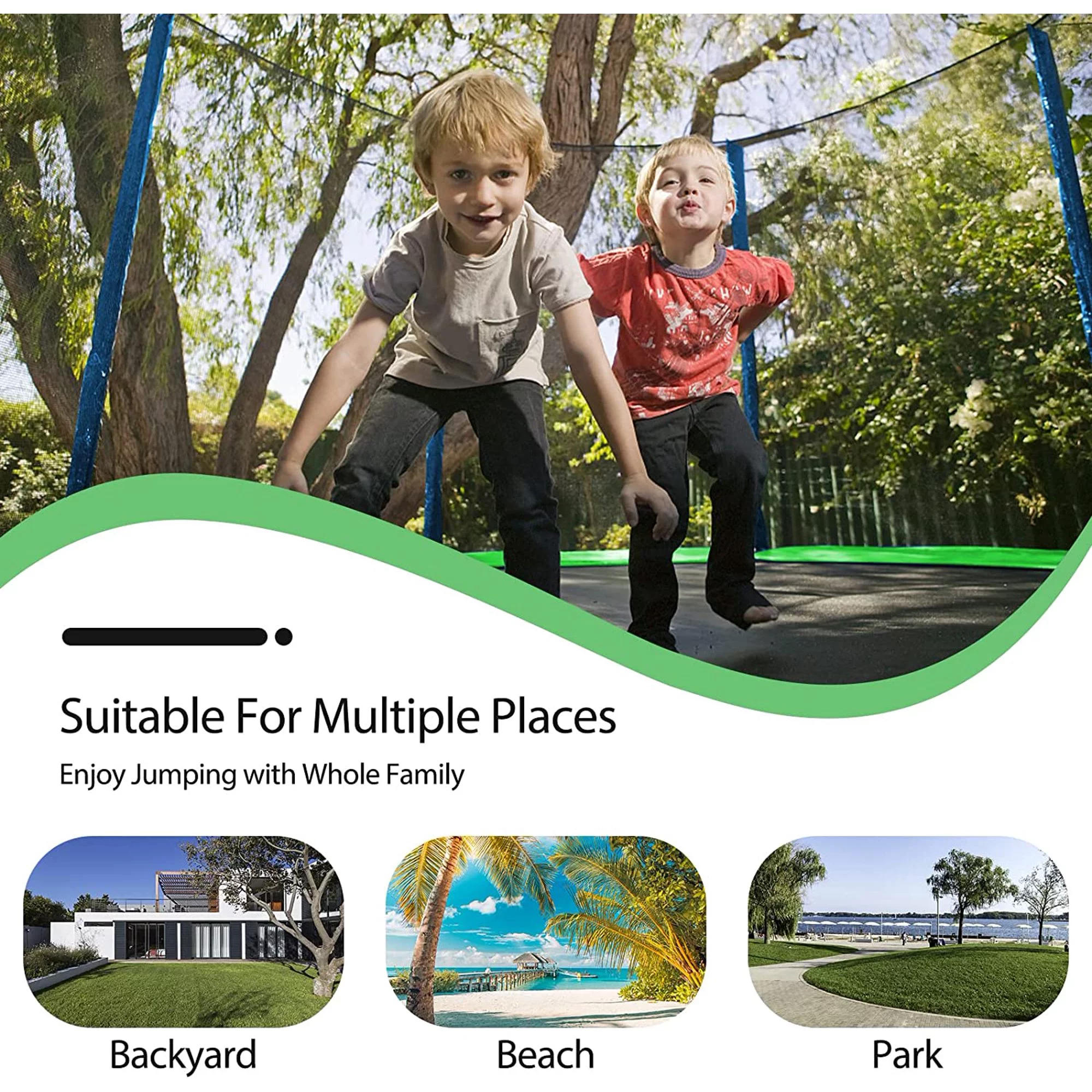 LISUEYNE 14FT Trampoline with Enlosure,Recreational Trampoline with Slide and Swing,Basketball Hoop,Ladder,Outdoor Fitness Trampoline,1200lbs Weight Capacity