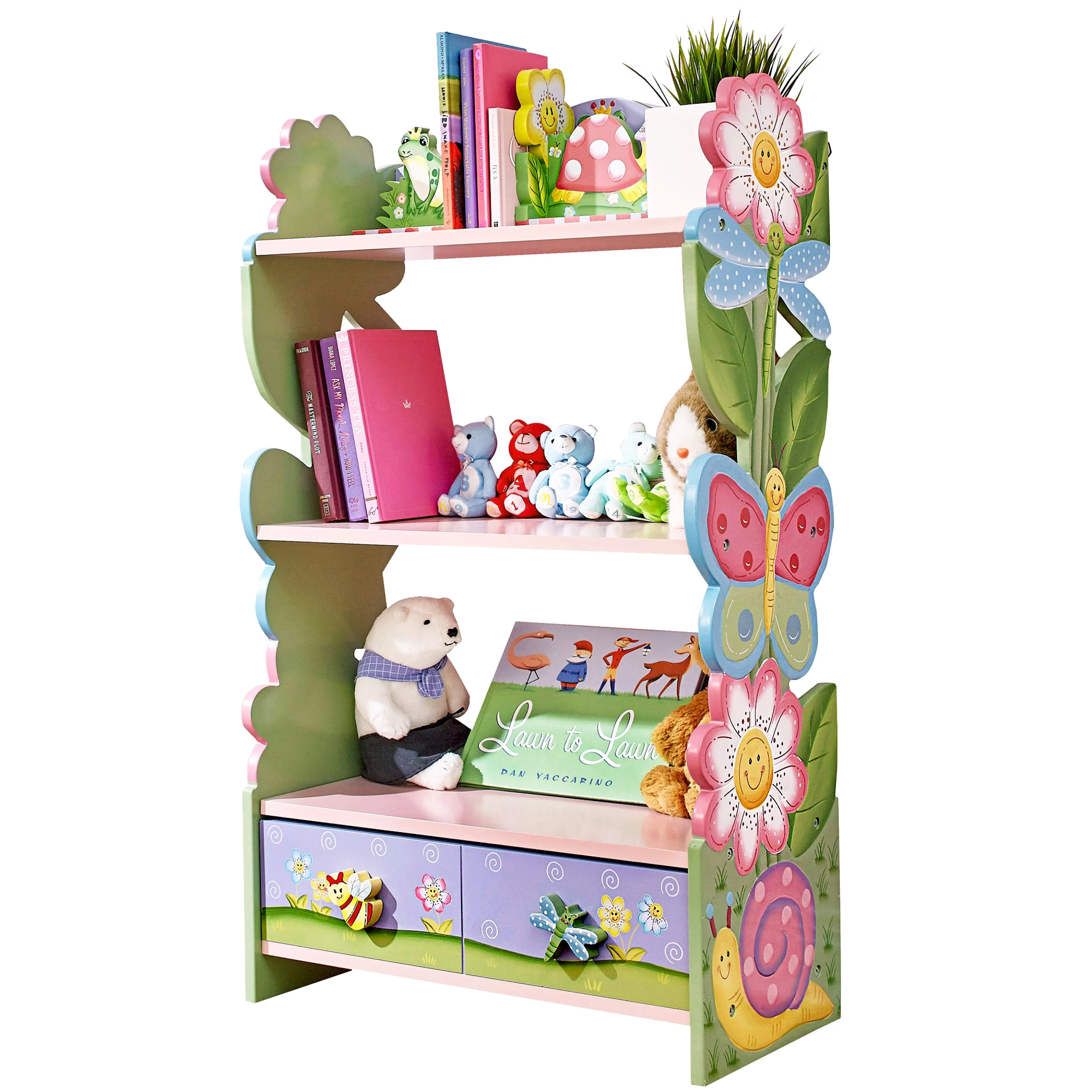 Fantasy Fields Magic Garden Wooden Bookshelf + Storage Drawers