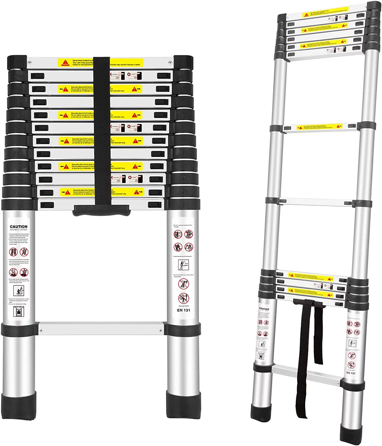 OUWI Telescoping Ladders, 12.5 FT Aluminum Lightweight Extension Ladders for RV, Attics, Families, Outdoor Work, with a Maximum Bearing Capacity of 330lbs