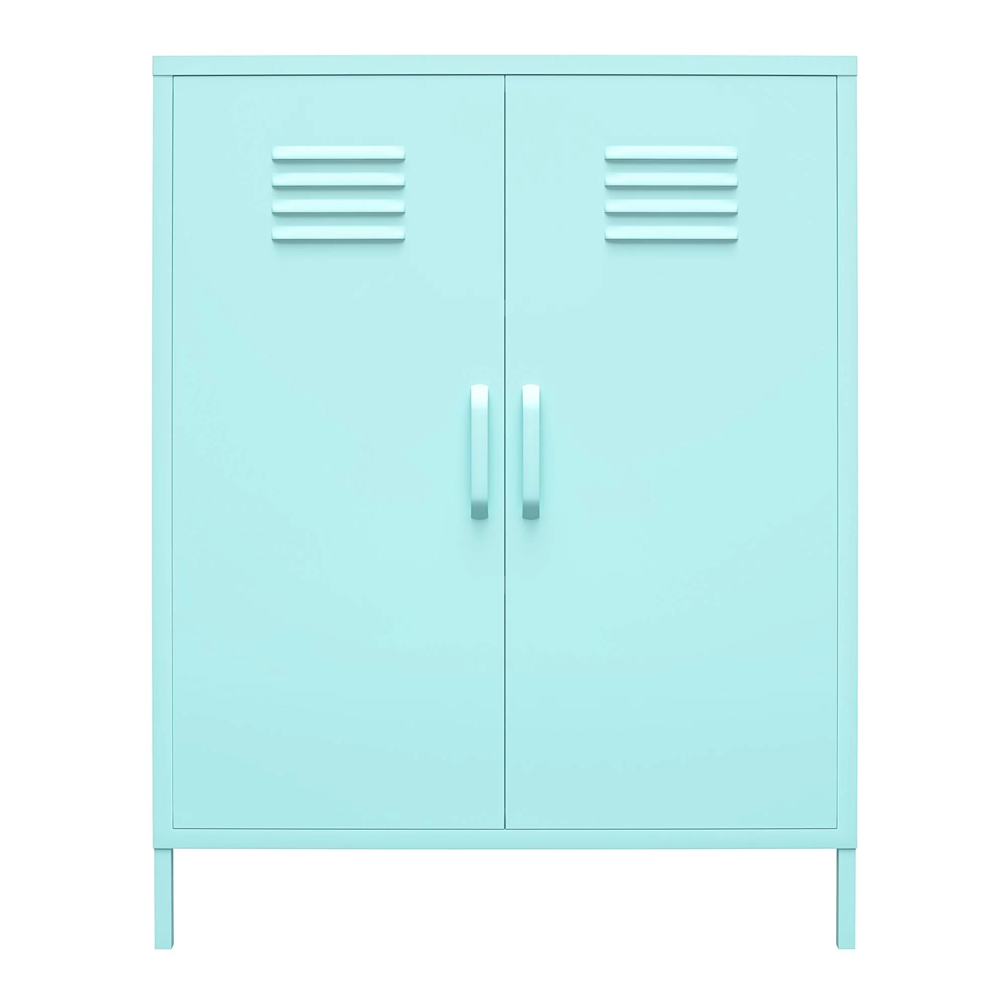 Novogratz Cache 2 Door Metal Locker Style Storage Accent Cabinet, Mint