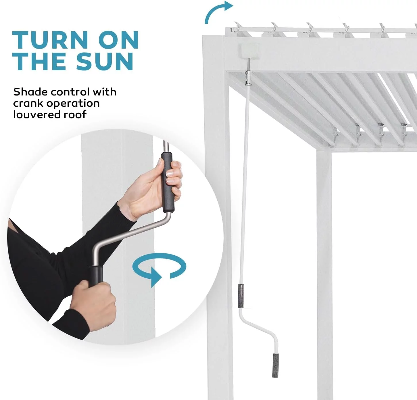 MIRADOR 111S 10x13 ft Outdoor Louvered Pergola, Aluminum Hardtop Gazebo w/ Adjustable Roof, White