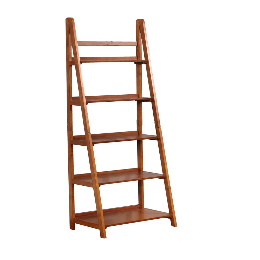 Linon Meade Mid-century Modern Ladder Bookcase White