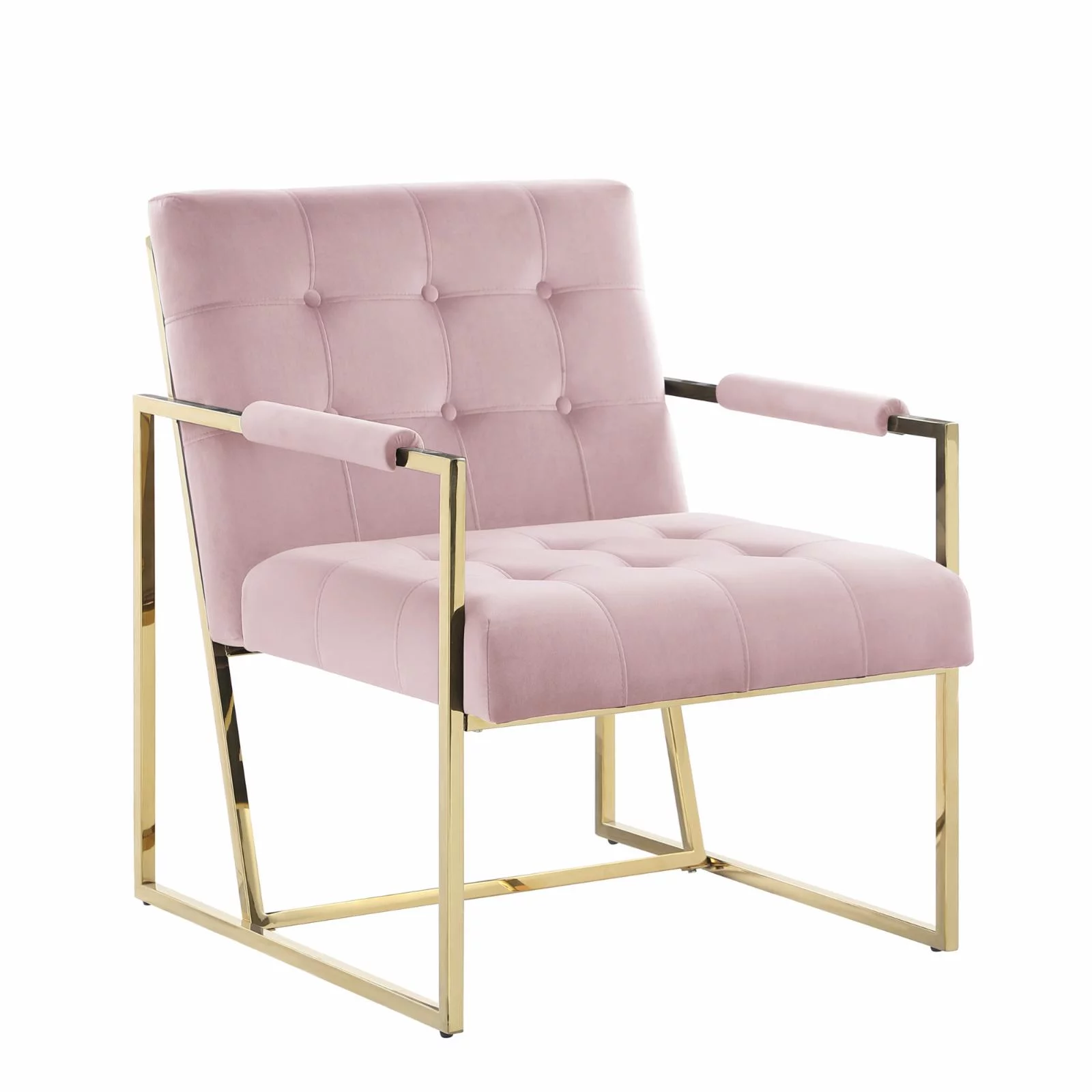 Louie Modern Velvet Tufted Arm Chair with Gold Frame