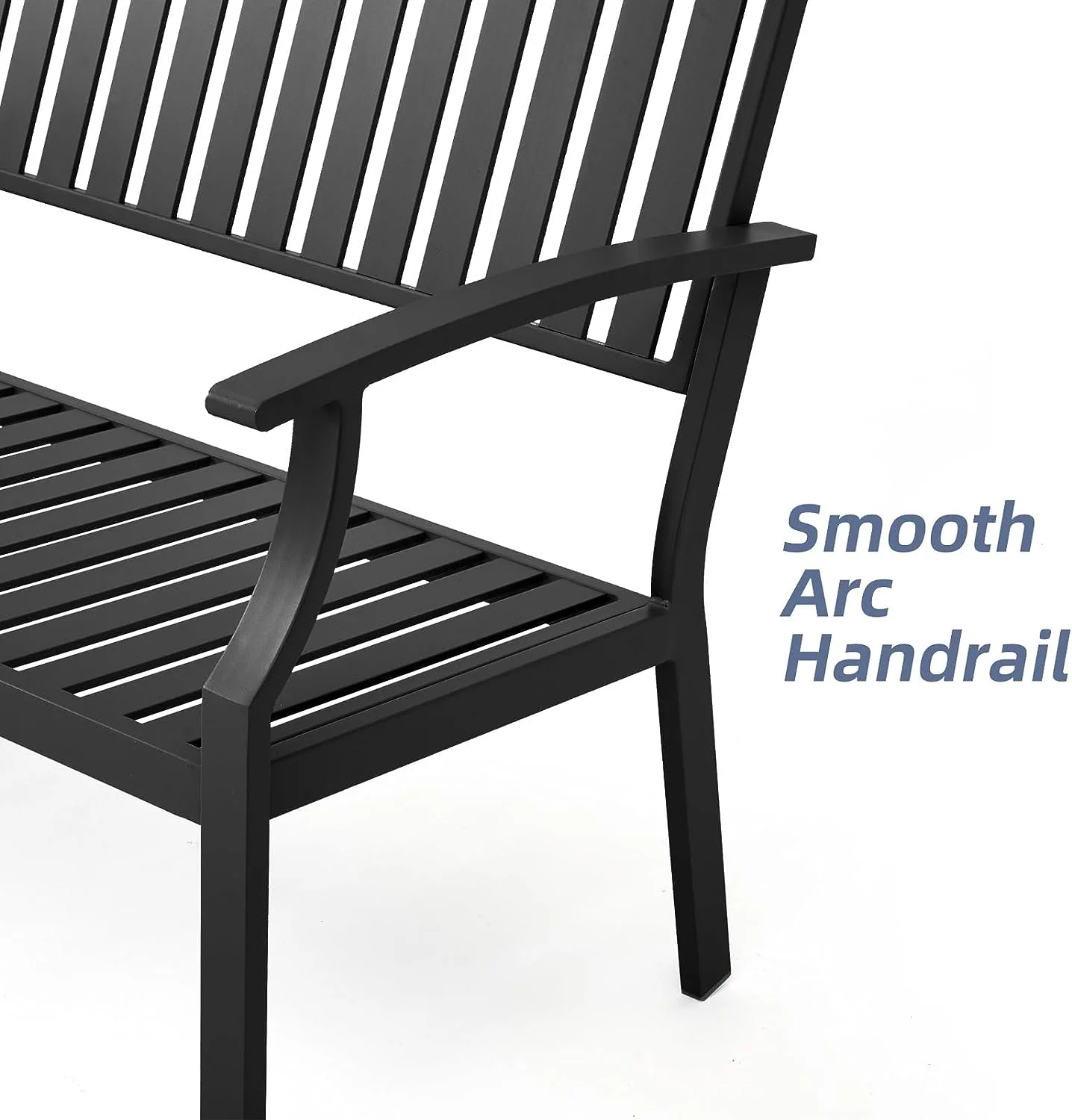 Efurden Garden Bench, Aluminum Outdoor 2-Person Patio Bench,  Rot-Proof Waterproof for Garden Porch Park Balcony, Dark Grey