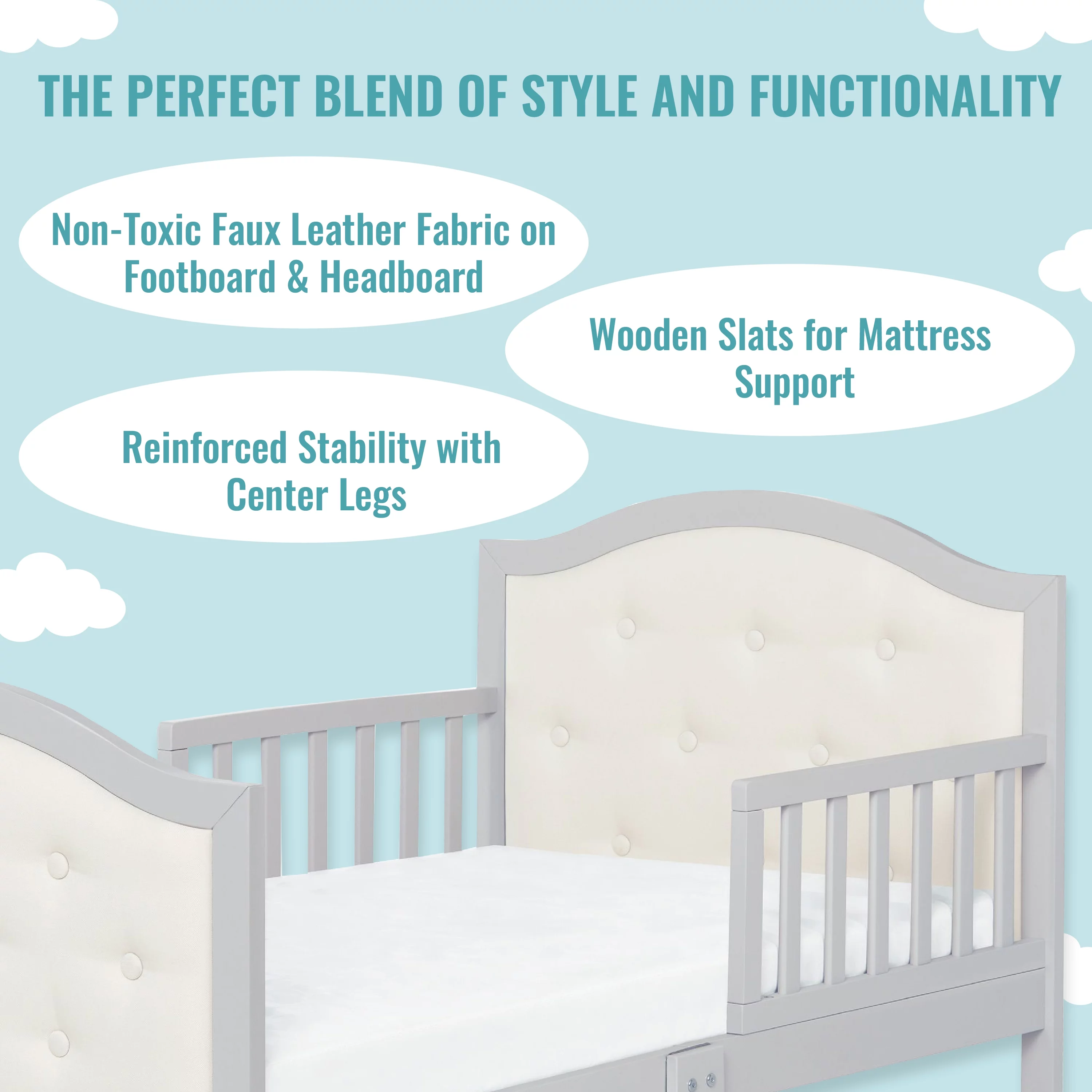 Dream On Me Zinnia Toddler Bed, Grey