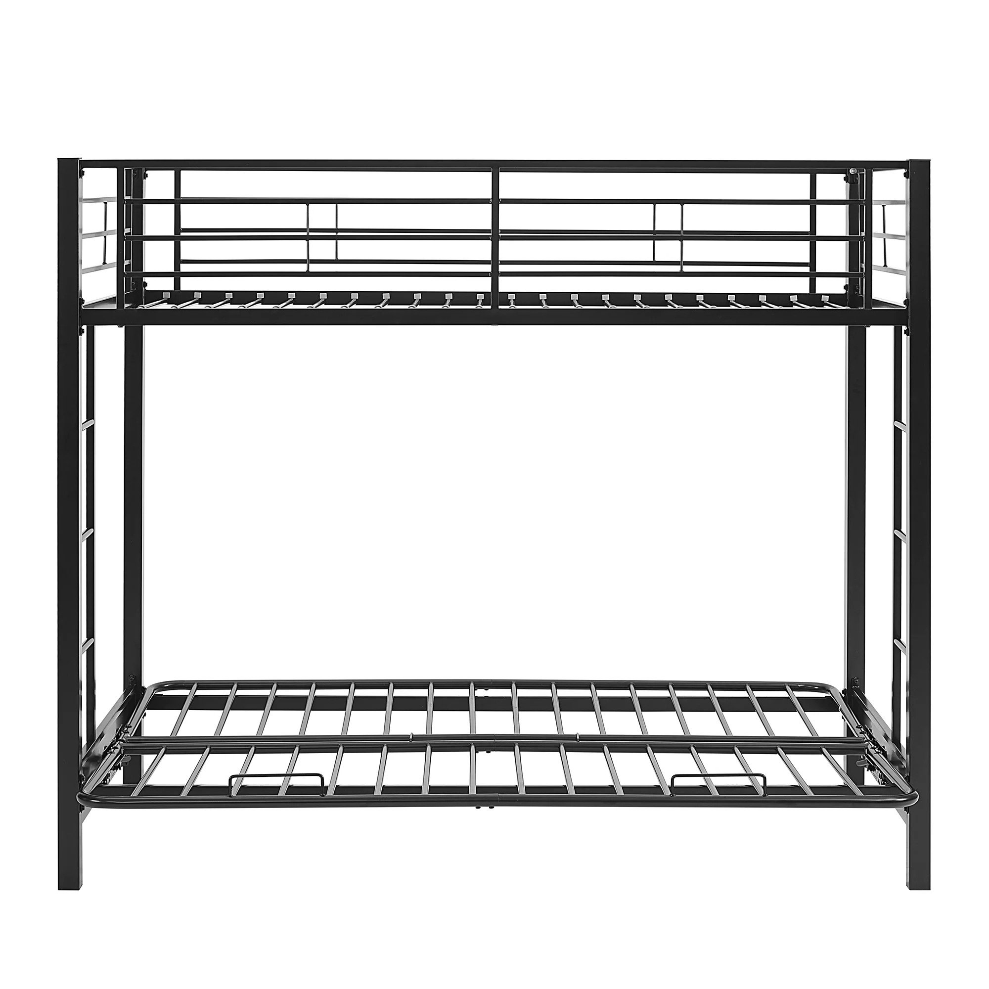 Walker Edison Premium Metal Twin Over Futon Bunk Bed - Black, Mattresses Not Included