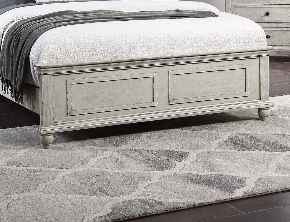 Transitional Bedroom White Finish 5pc Bedroom Set Eastern King Size Bed Dresser Mirror 2x Nightstands Furniture