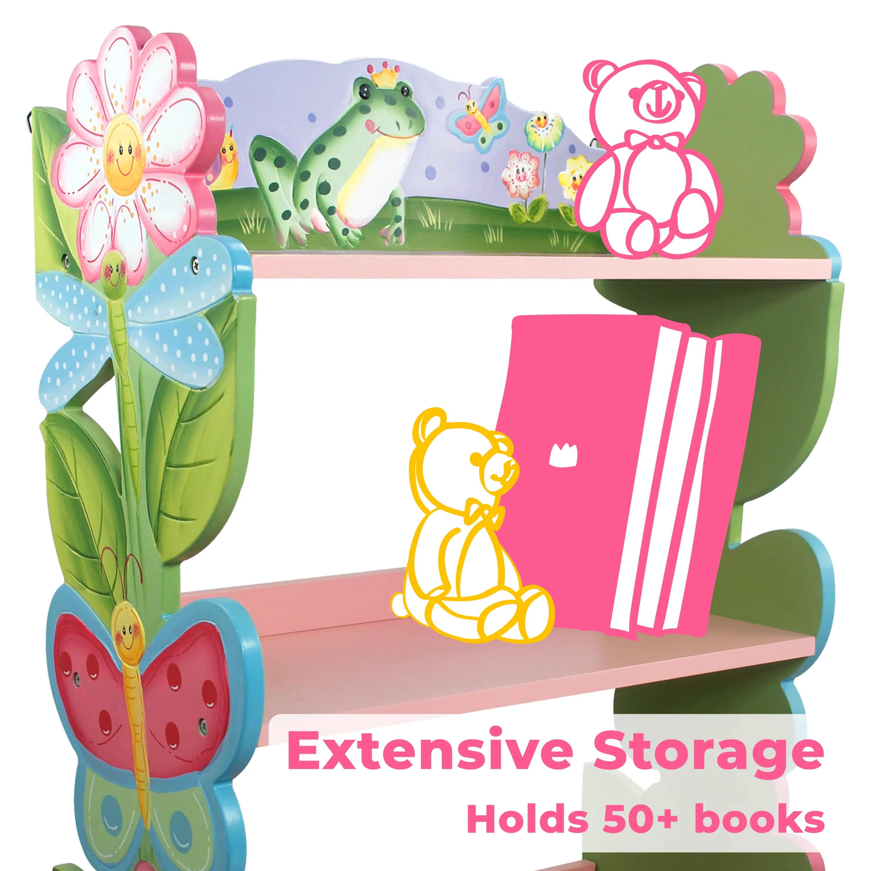 Fantasy Fields Magic Garden Wooden Bookshelf + Storage Drawers