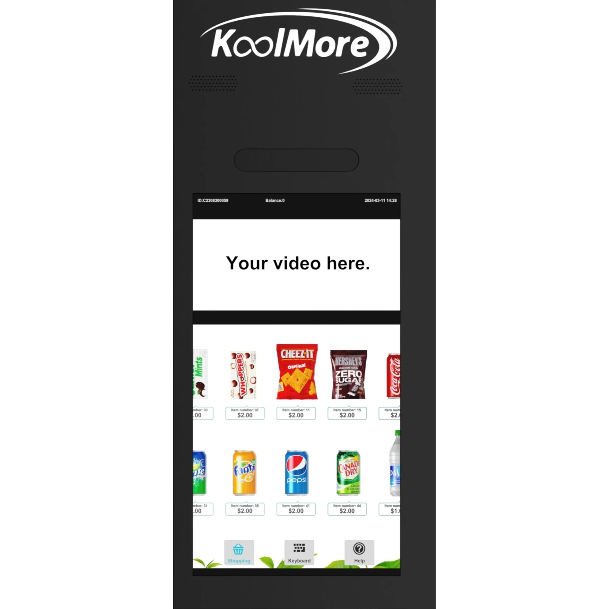 Refrigerated Snack Vending Machine with 60 Slots and 22 Inch Touch Screen With CC Reader and Bill Acceptor in Black (KM-VMRT-50-BR)