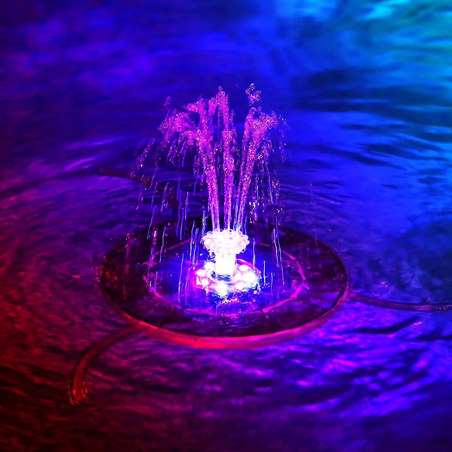 AISITIN 6.5W LED Solar Fountain with Retractable Stand,Colourful Solar Water Fountain with 3000mAh Battery and Double-Sided LED Light Solar Fountain Pump for Bird Bath,Garden,Pond,DIY Water Feature