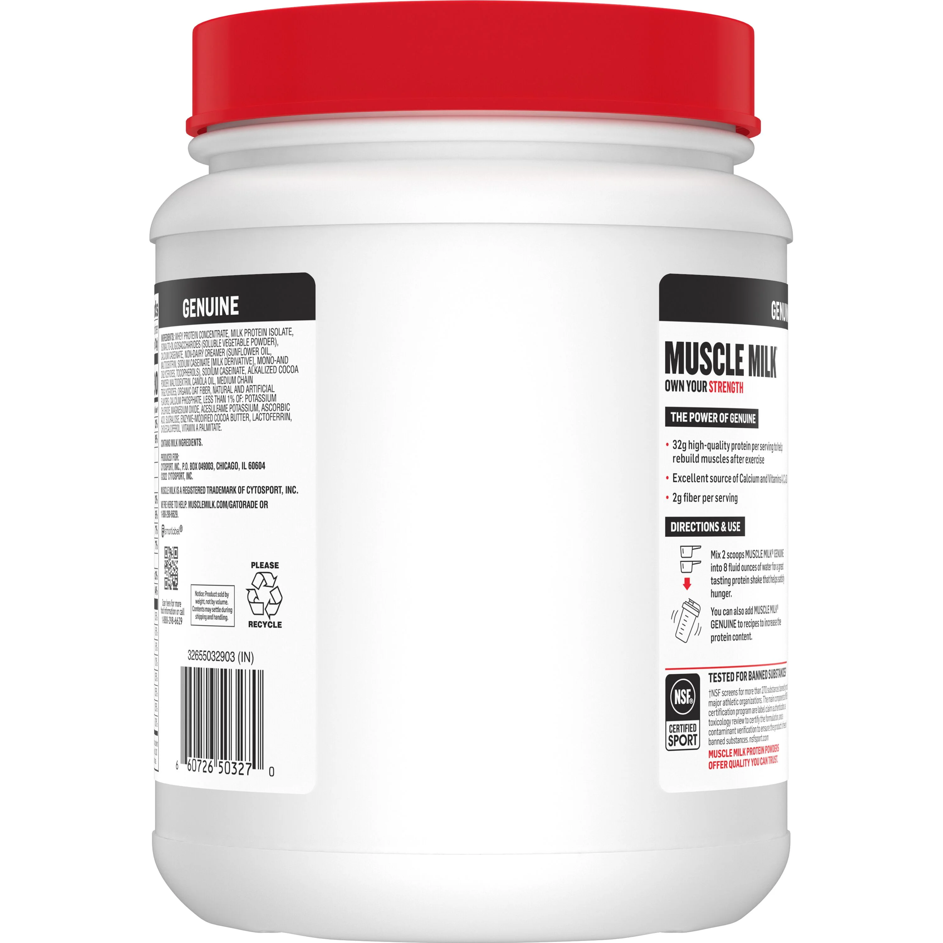 Muscle Milk Genuine Protein Powder, Chocolate, 1.93 Pound, 12 Servings