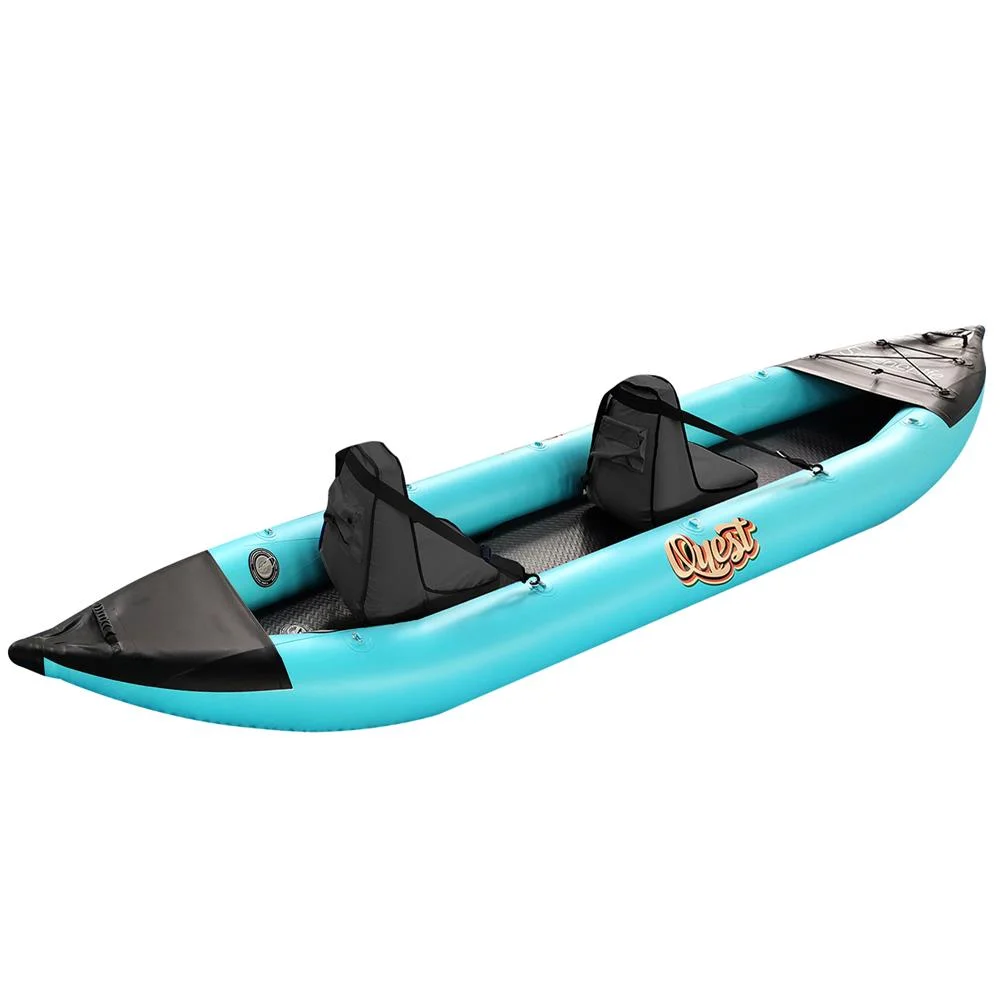 SereneLife 2 Person Inflatable Kayak - Double Kayak with Aluminum Paddles, Repair Kit - Aqua