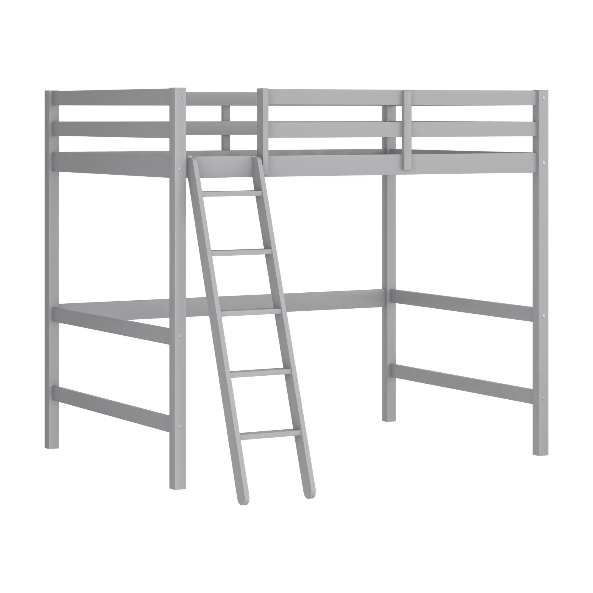 Hillsdale Campbell Wood Full Loft Bunk Bed with Ladder, up to 350 lbs Capacity, Gray