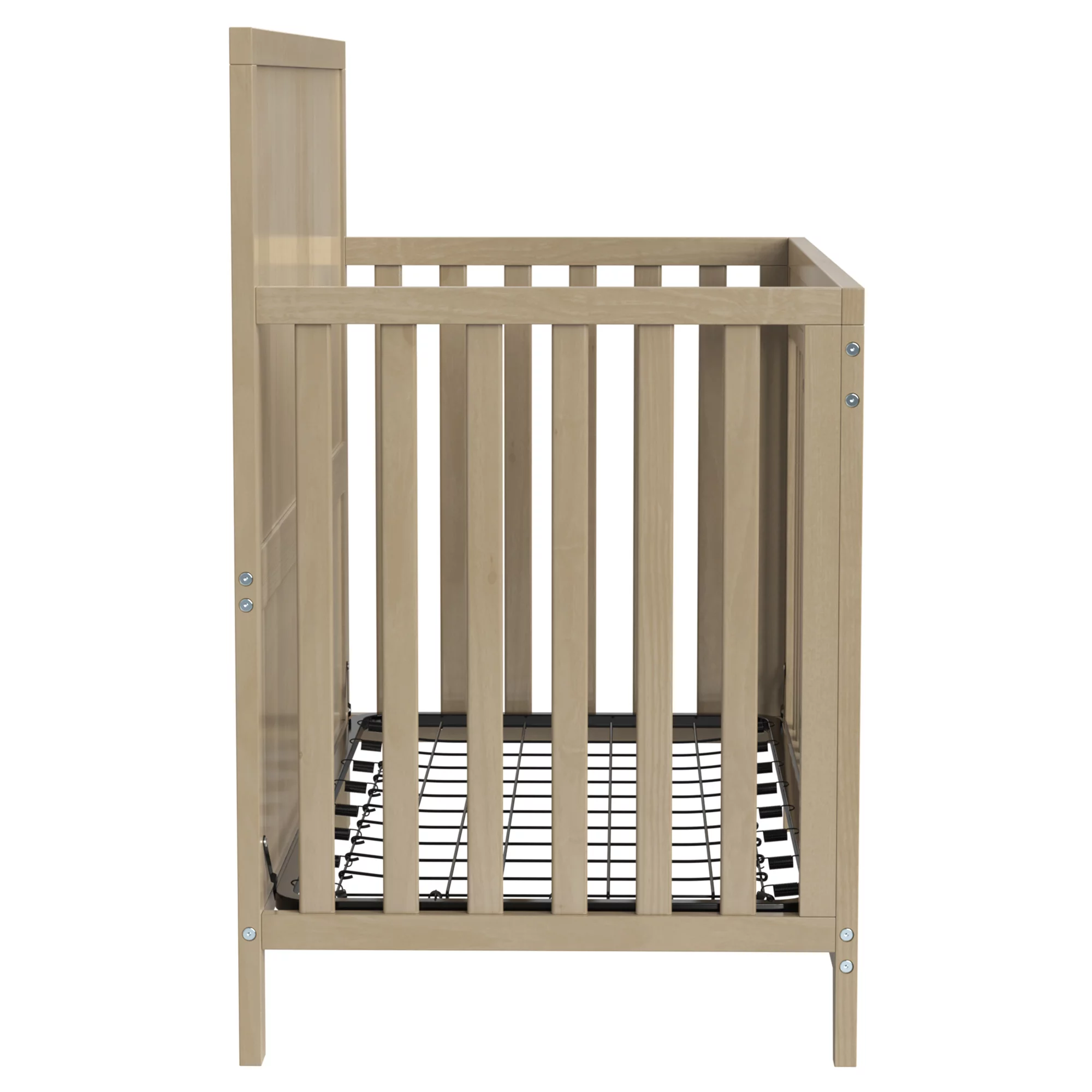 HSUNNS 4-in-1 Convertible Crib, Rustic Farmhouse Style, Certified Baby Safe Crib, Converts from Baby Crib to Toddler Bed, Daybed, and Full-Size Bed, 3 Adjustable Mattress Heights, Natural Wood