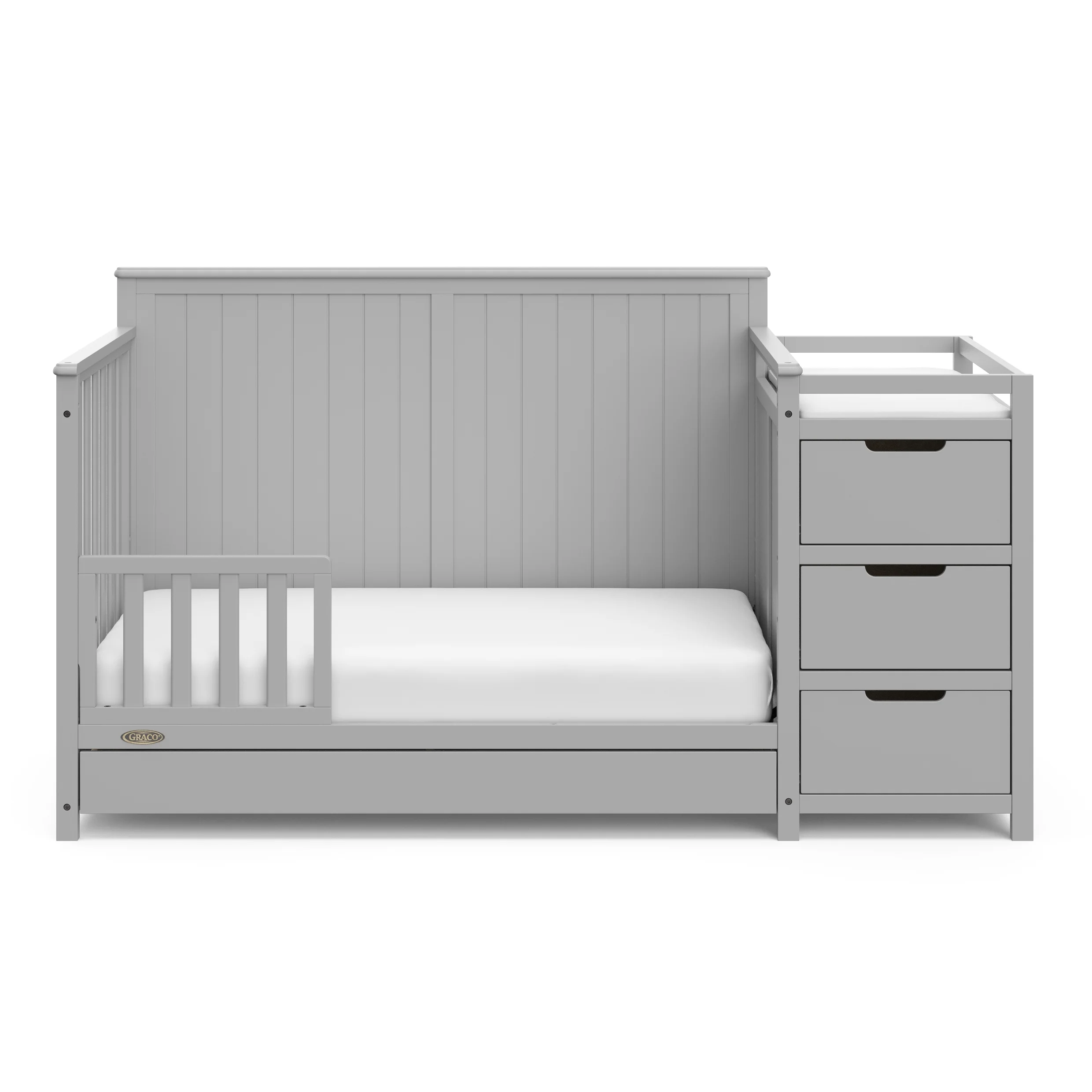 Graco Hadley 5-in-1 Convertible Crib and Changer with Drawer, Pebble Gray