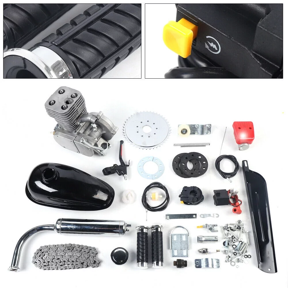 Miumaeov 100CC Bicycle Gasoline Engine Motorized Motor Chain Muffler Complete Assembly Gas Motorized Motor Bike Modified Kit for 26