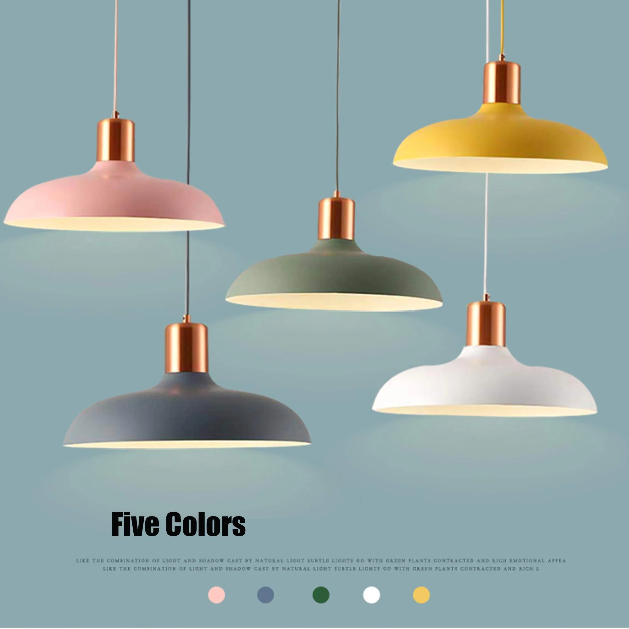 FSLiving No Wiring Needed Instant On Hanging Pendant Lamp with 15ft Plug-in UL Dimmable Cord Macaron Pink Lamp Iron Stoving Varnish Finished Lampshade Customizable,Bulb Sold Separately - 1 Light