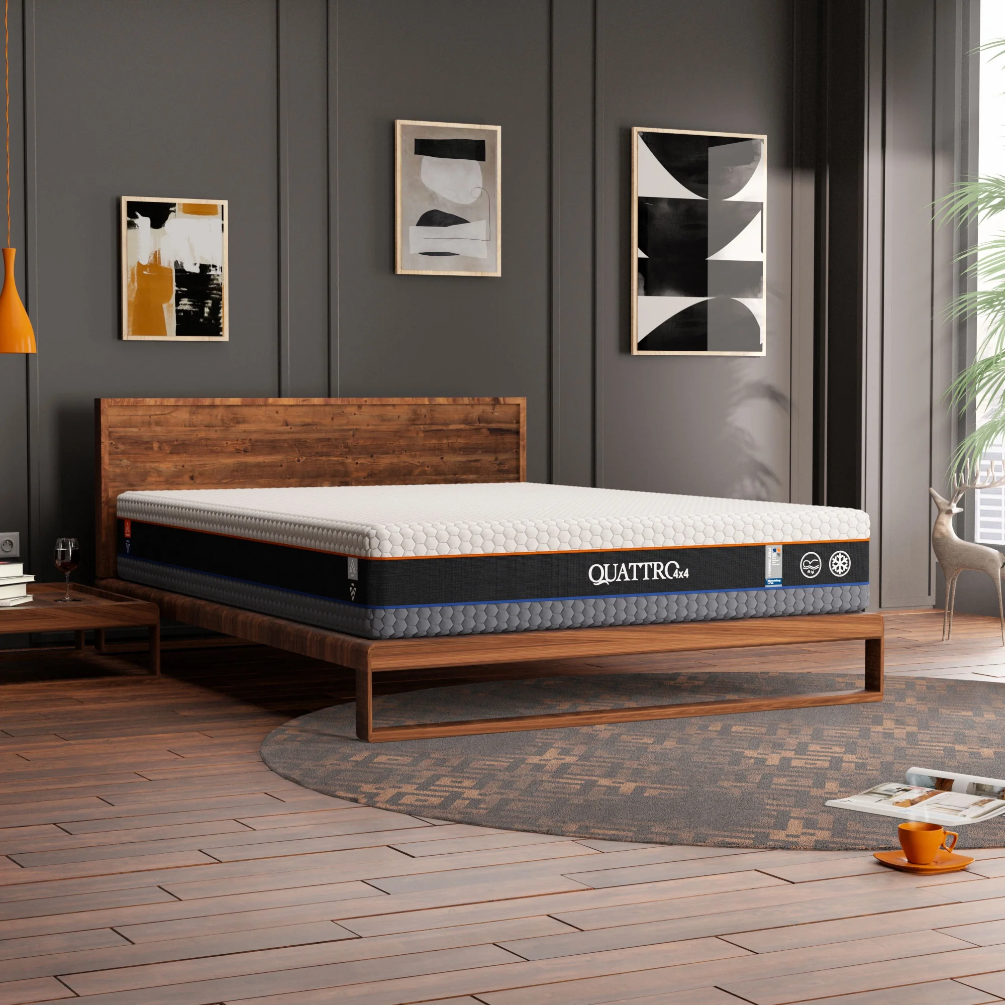 Quattro 4x4 Flippable Mattress 12 Inch|Adjustable Firmness |Cool Gel Memory Foam |Fits All Sleeper Types | Double-Sided | King