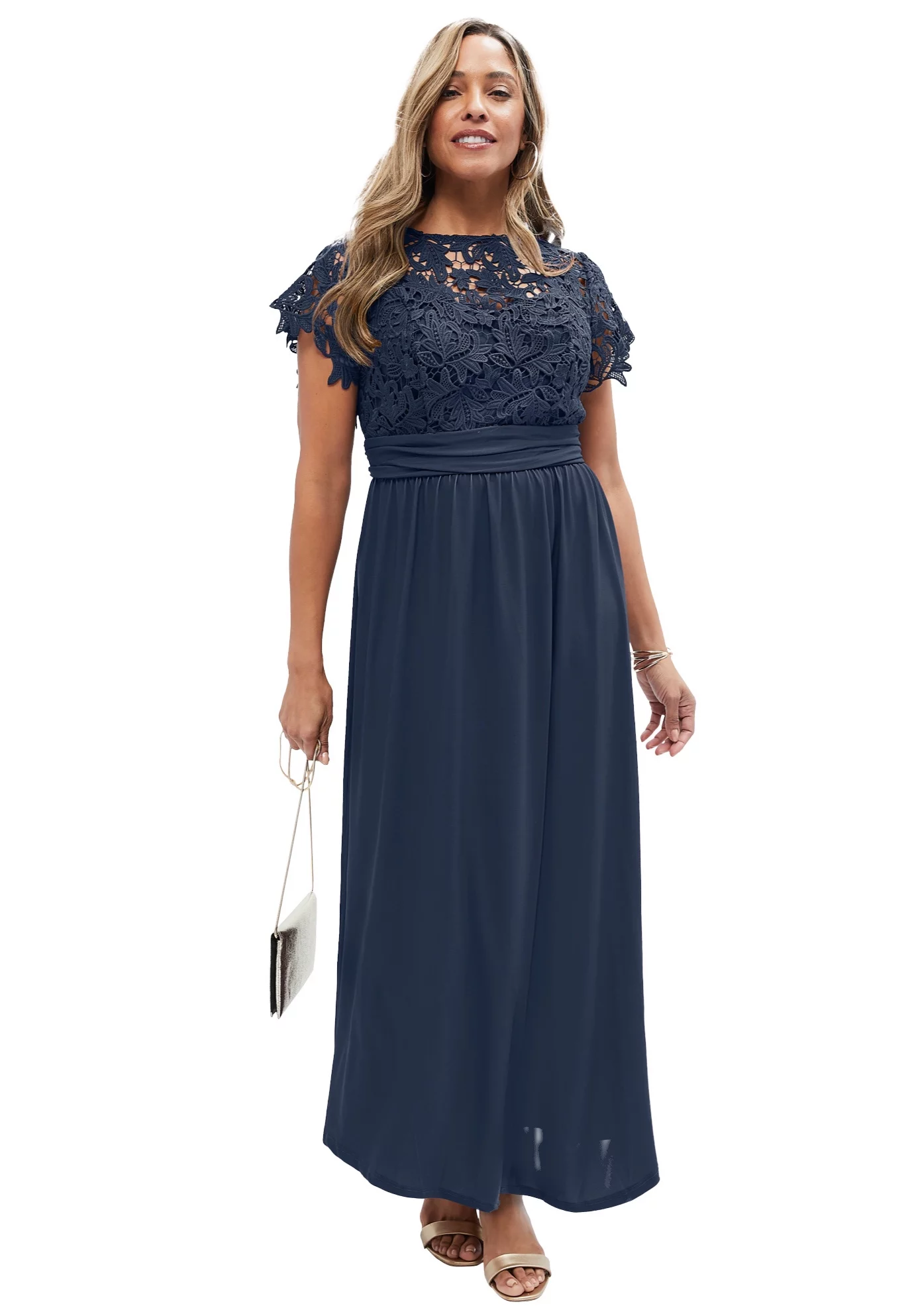 Jessica London Women's Plus Size Lace Maxi Dress