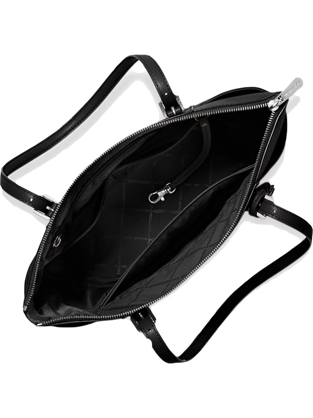 MICHAEL Jet Set East West Top Zip Large Tote Black/Silver