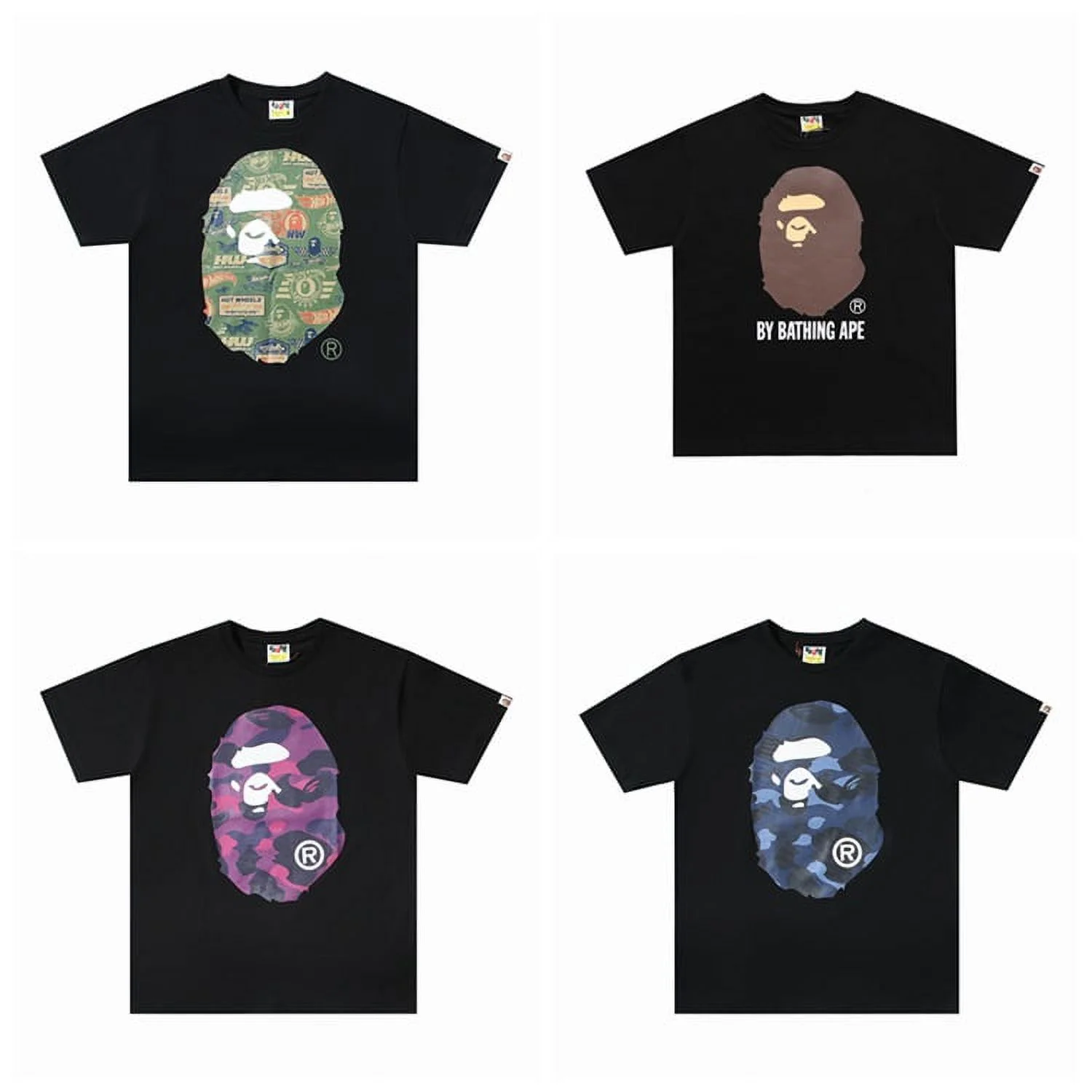 BAPE T-Shirt Men's Shark Cotton Tees Round Neck Hip Hop Short Sleeve T-Shirt