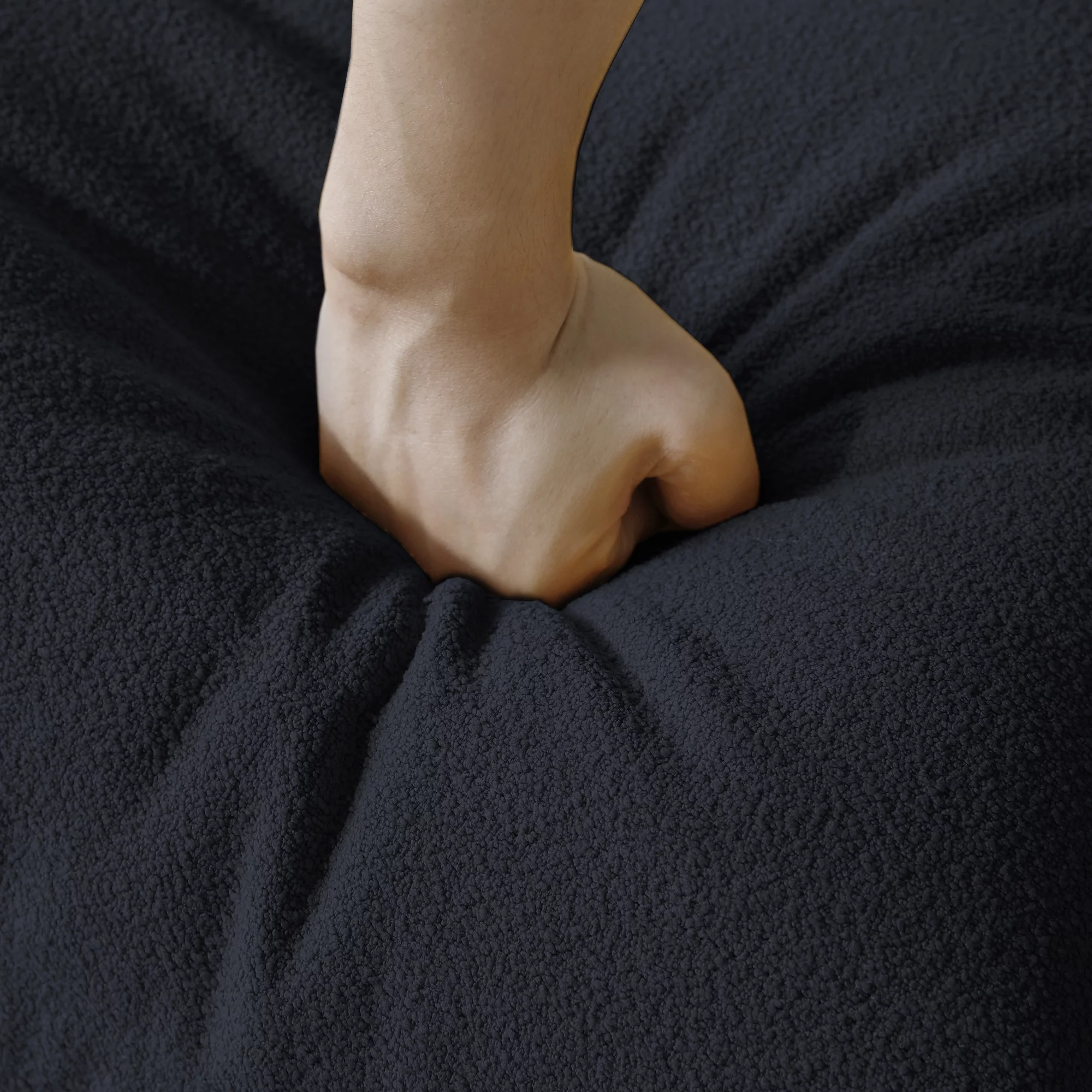 Magic Home Modern Sectional Sofa Togo Sofa Lazy Sofa Foam Couch Floor Sofa for Bedroom,Living Room,Apartment and Small Space,Single Seat Sofa,Black