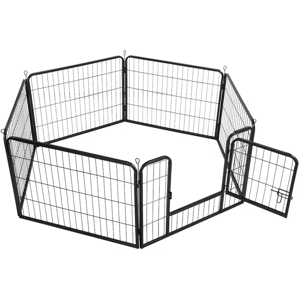 Topeakmart 6 Panels Heavy Duty Pet Playpen Dog Exercise Pen Cat Fence, 23.6''H, Black
