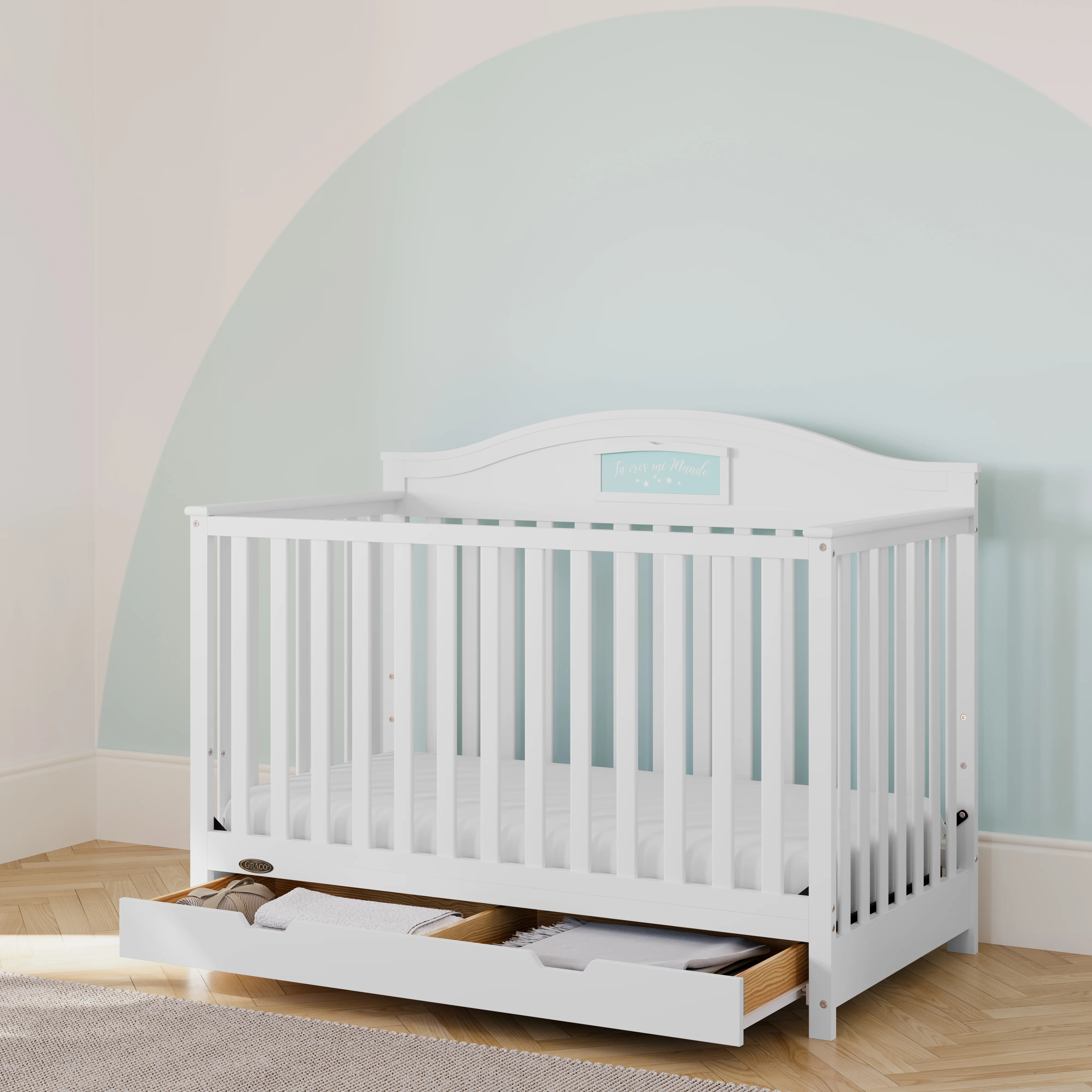 Graco Story 5-in-1 Convertible Baby Crib with Drawer, White