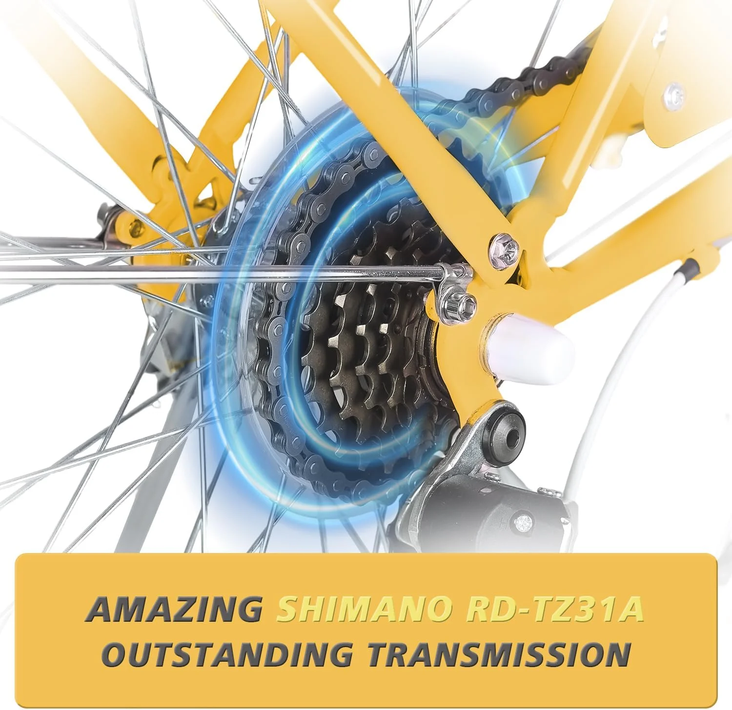 Glerc 24 inch Girls Cruiser Bike 6-Speed Women's Hybird Bicycle for Ages 7-11 Years,Yellow