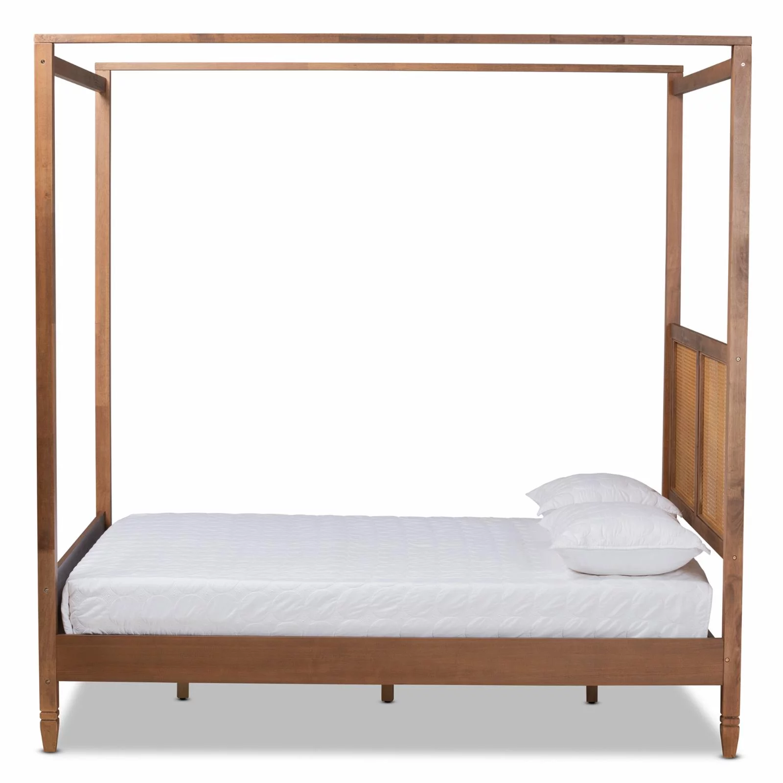 Baxton Studio Malia Brown Finished Wood King Size Canopy Bed